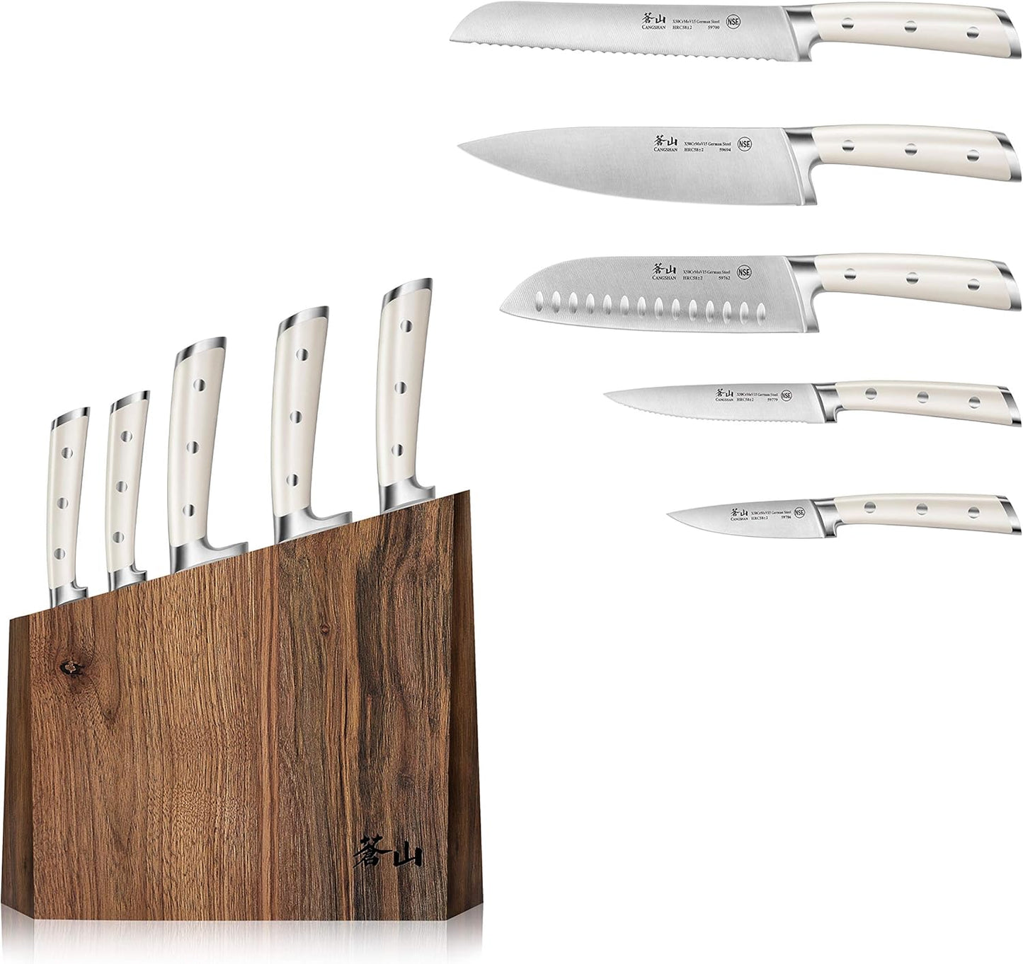 Cangshan S1 Series 59663 6-Piece German Steel Forged Knife Set, Walnut