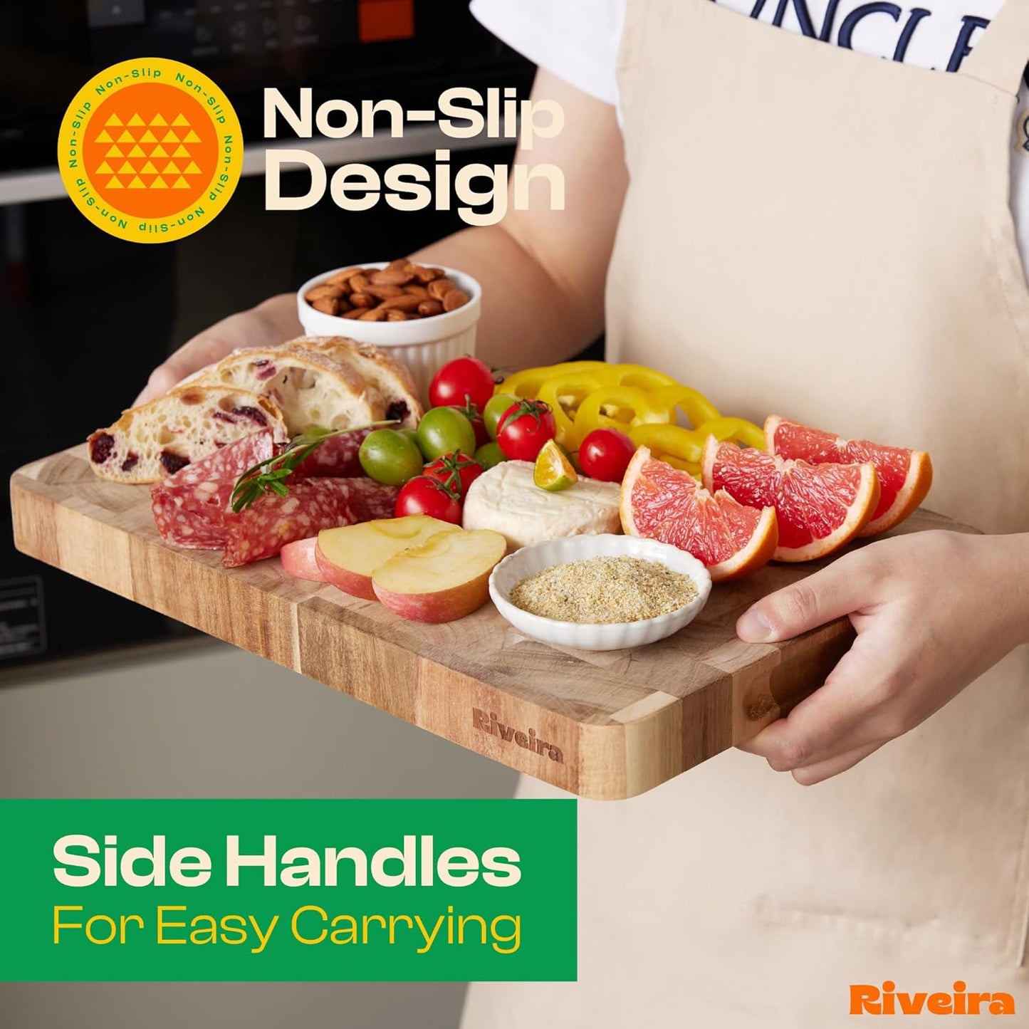 Riveira Acacia Wood Cutting Board – Gourmet Acacia Grandeur: 20 x 14 Wooden Cutting Board – Natural Wooden Cutting Boards For Kitchen Decorative – Innovative Juice Grooves Acacia Wooden Chopping Board