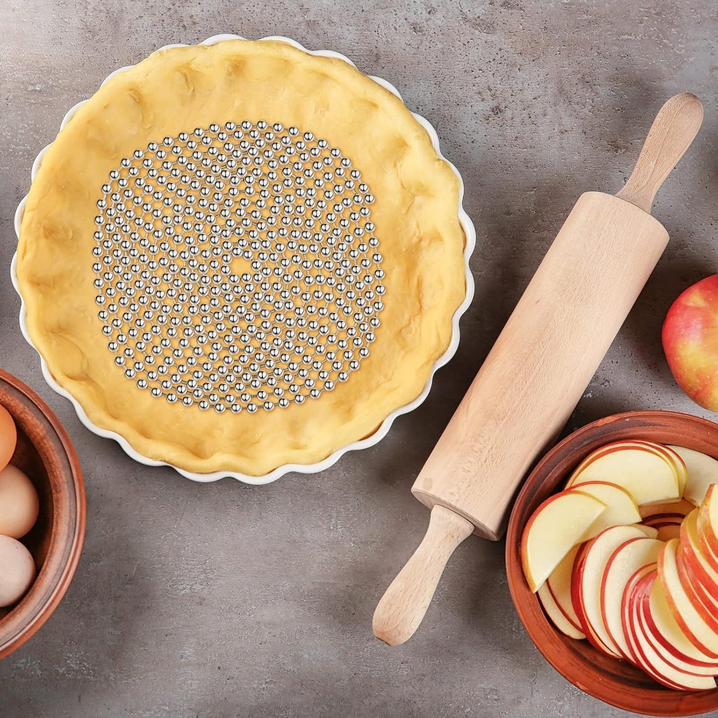 Ferraycle 2 Pieces Pie Weights for Baking Crust Pie Crust Weight Protectors for Edges Baking Beads Chain Stainless Steel Beads for Dough Kitchen Cooking Blind Pastry(6 Ft, 10 Ft)