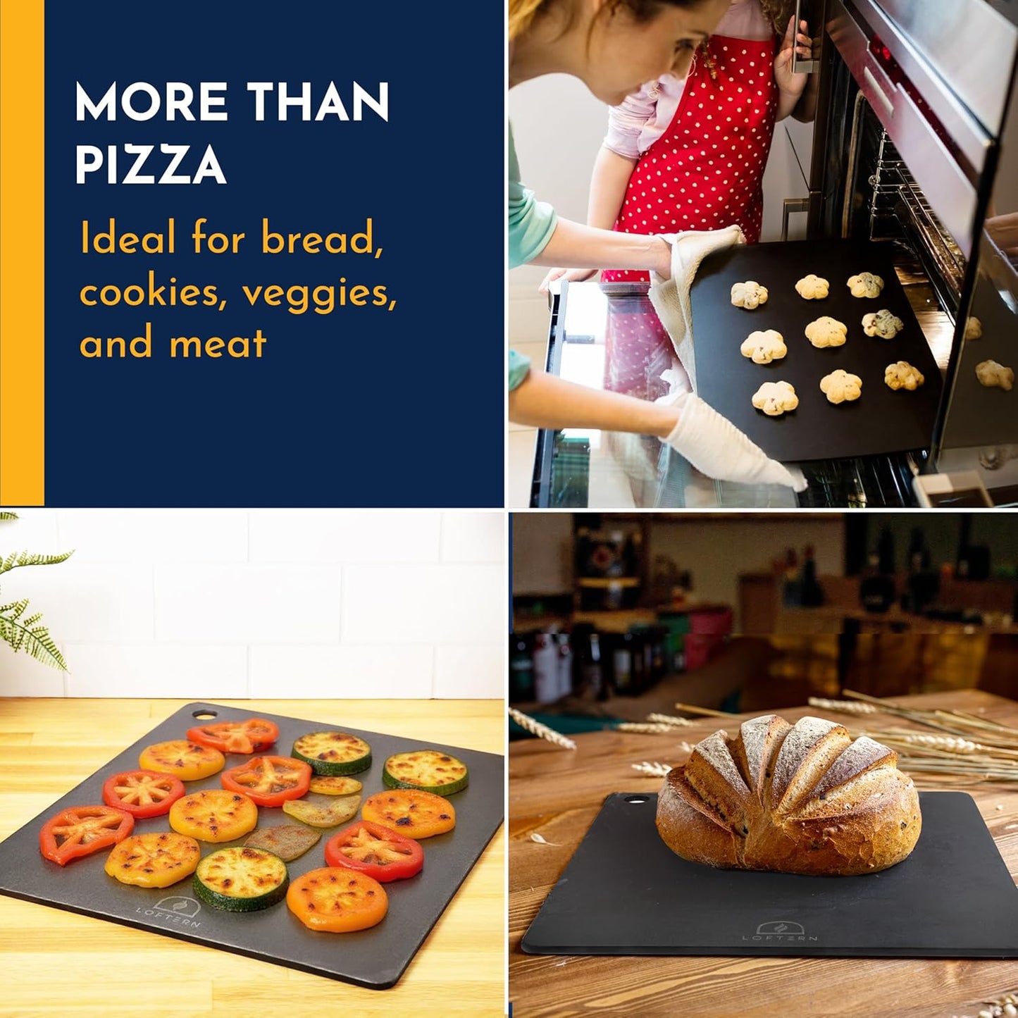 Loftern 14" x 16" Pizza Steel - Heavy-Duty Carbon Steel Baking Plate for Oven, Grill & Pizza Oven - Pro Pizza Stone for Bread, Sourdough, and Crisp Crust Perfection