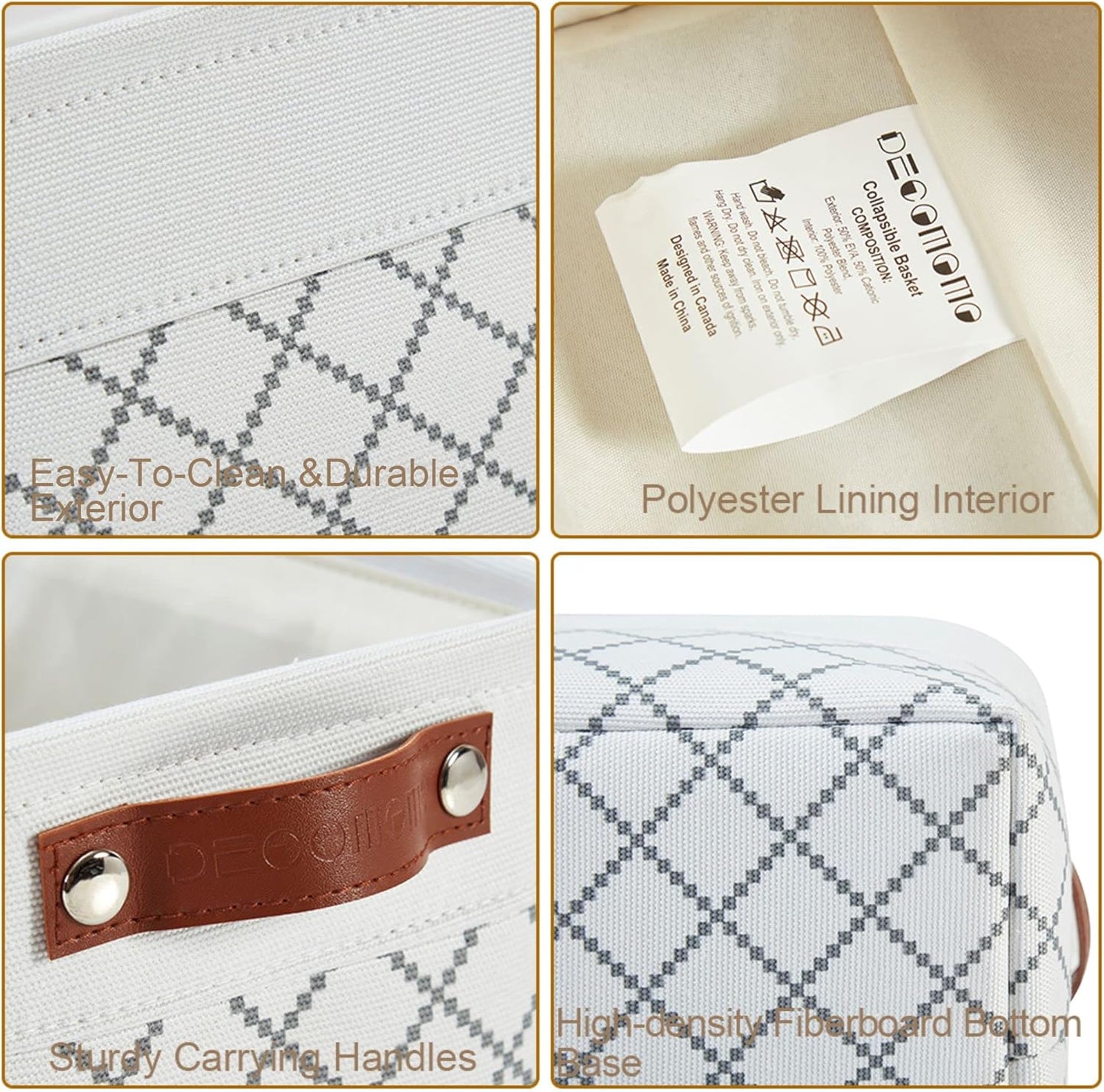 DECOMOMO Small Storage Basket, Closet Storage Bins, Baskets for Organizing Shelves (White Check, Small - 6 Pack)