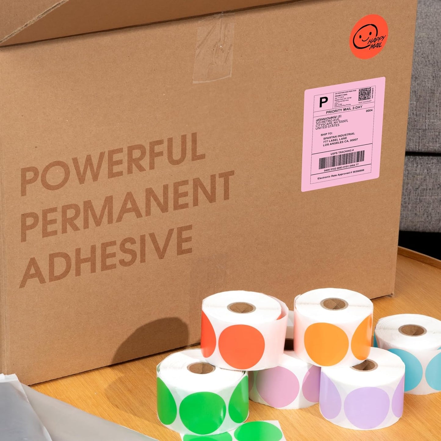 Spartan Industrial - 2" Direct Thermal Circle Labels - Red Round Stickers for Color Coding, Inventory Tags, and More (2 Rolls, 750/Roll)