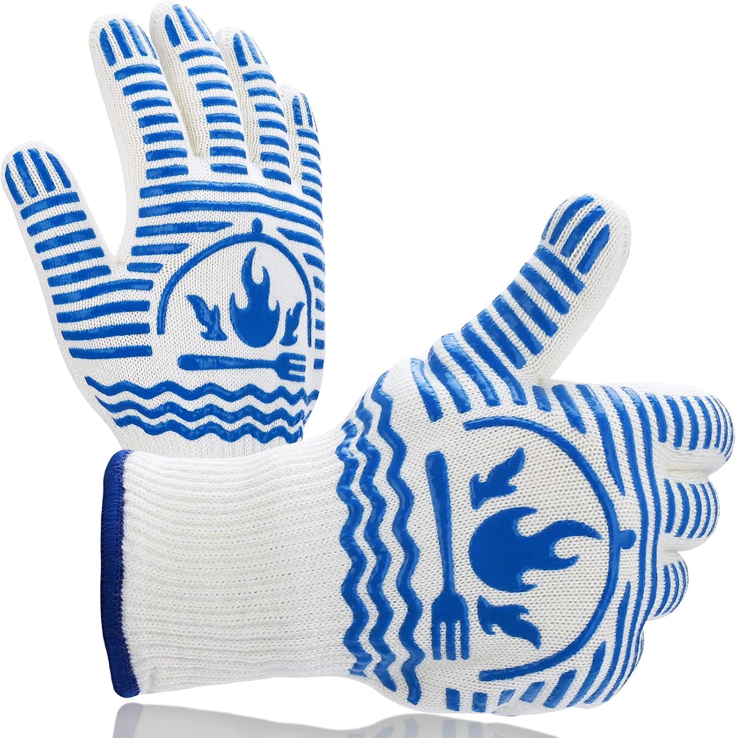 Oven Gloves 1472°F Extreme Heat Resistant BBQ Gloves, Flexible Grill Gloves Non-Slip Food Grade Silicone Oven Mitts for Kitchen, Cooking, Barbecue, Baking, Smoker (11inch)