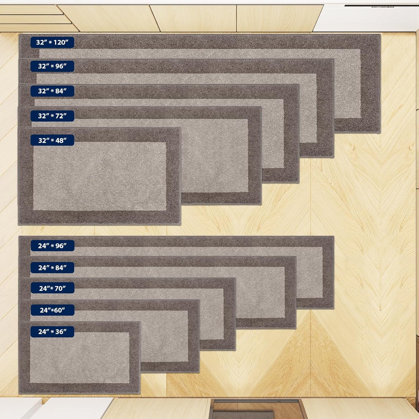 Machine Washable Kitchen Rug 24" x 36", Non Slip Kitchen Mat for Floor, Absorbent Entrance Throw Rug for Bedroom, Hallway, Bathroom, Door