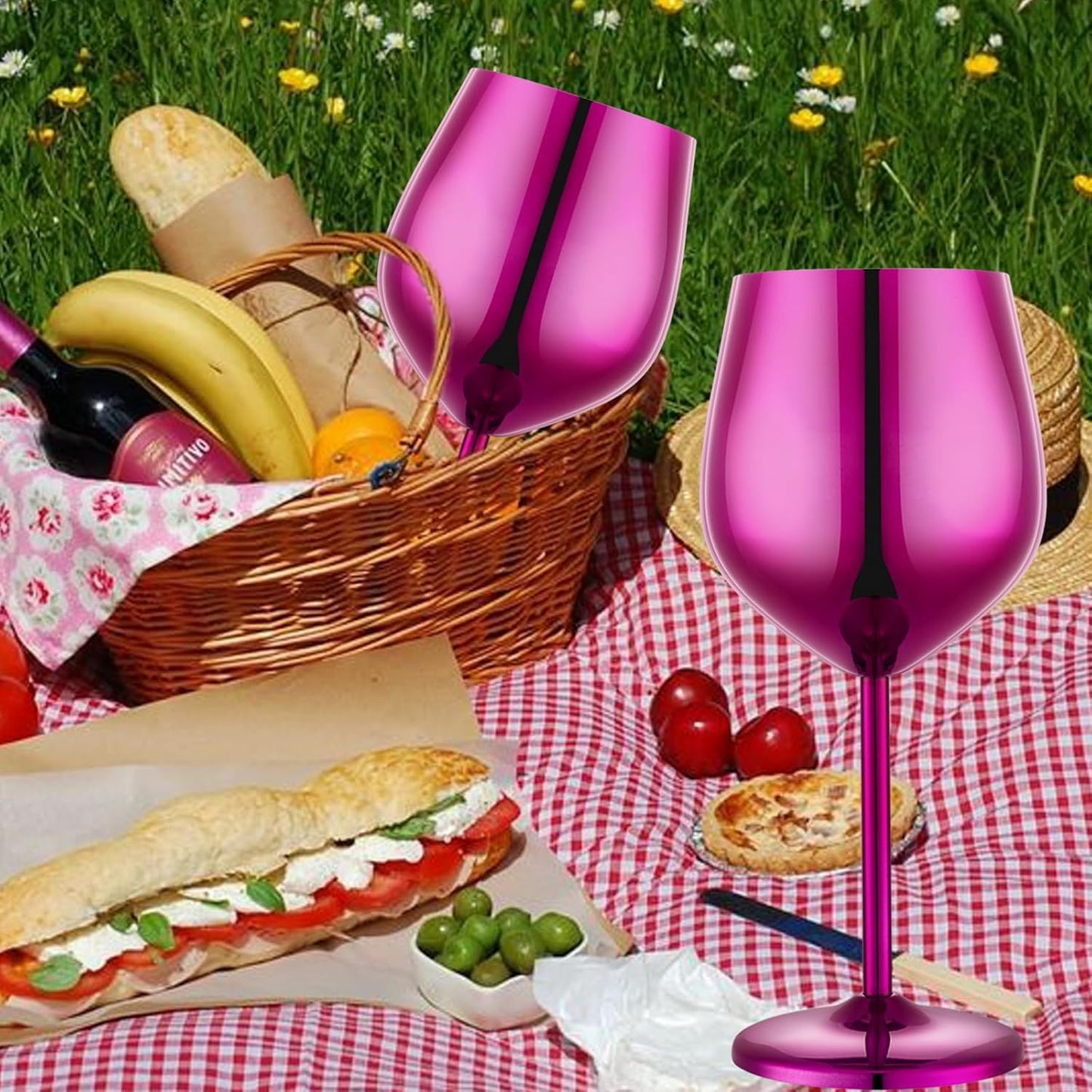 Stainless Steel Wine Glasses Set of 4 Unbreakable Purple Wine Glass 18 oz Unique Metal Wine Goblets for Outdoor, Travel, Camping, Pool, Ideal Gift for Wine Lovers