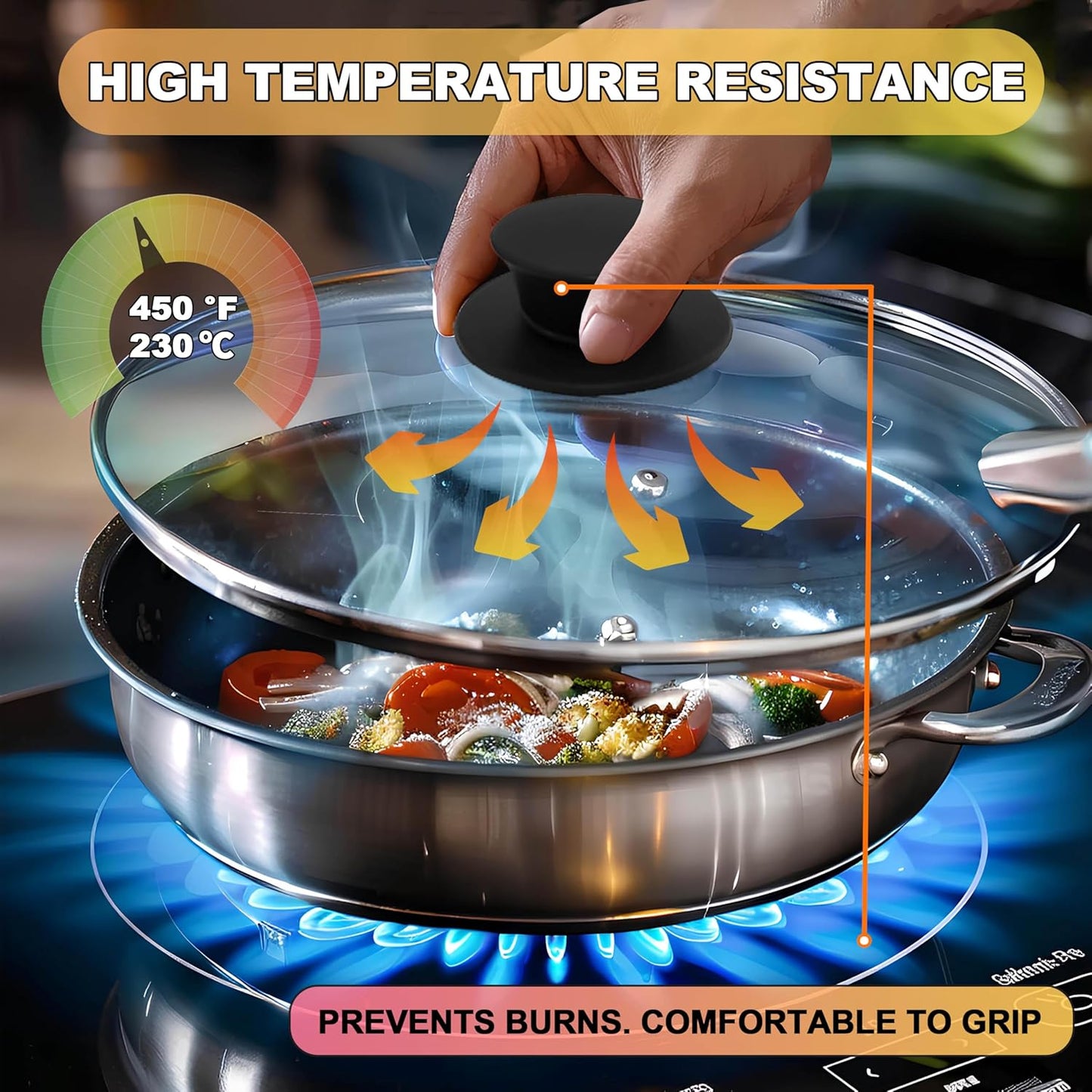 Replacement Silicone Knobs for Pot Lid, Soft Universal Pan Lid Handles - Heat Resistant and Non-Slip Holding Handle Knobs for Kitchen Cookware Lids and Covers - Dishwasher Safe (2 Pack)