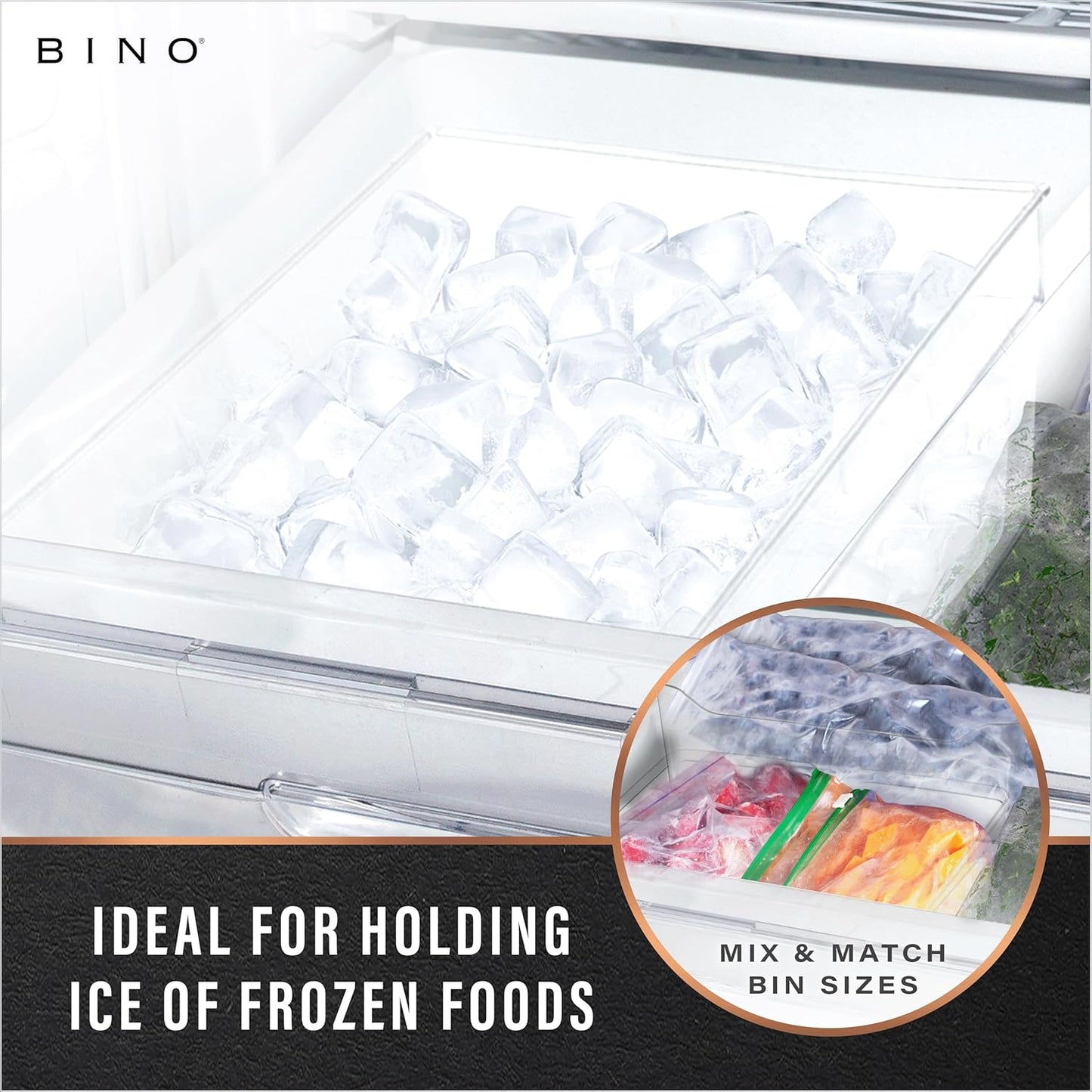 BINO | Plastic Storage Bins, Large - Deep | THE HANDLER COLLECTION | Multipurpose Organizer Bins | Kitchen Pantry Organizers and Storage | Clear Containers for Organizing Home | Freezer Organizer