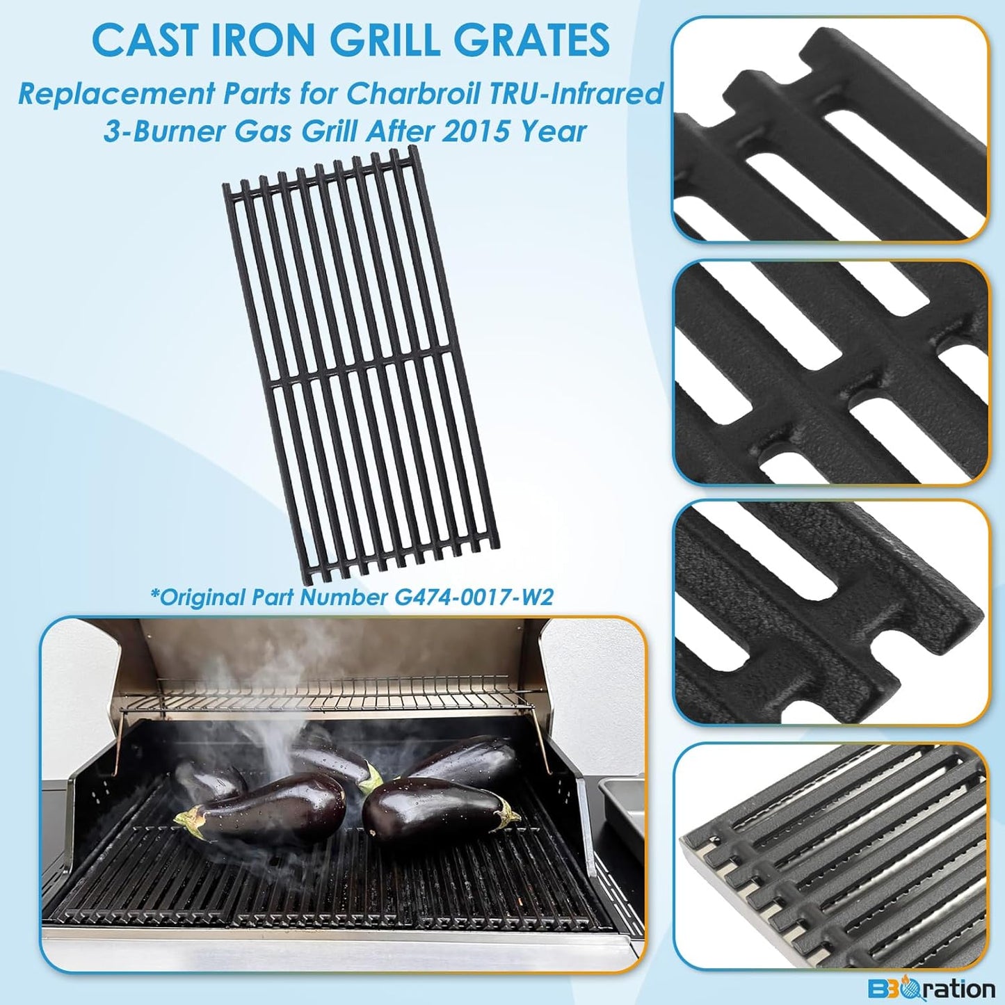 17" Grill Grates and Emitter for Charbroil TRU Infrared 3-Burner 463242516 466242515 466242516 466242615 466242616 463355220 463342420 Grill Parts for Charbroil Grill Replacement Parts