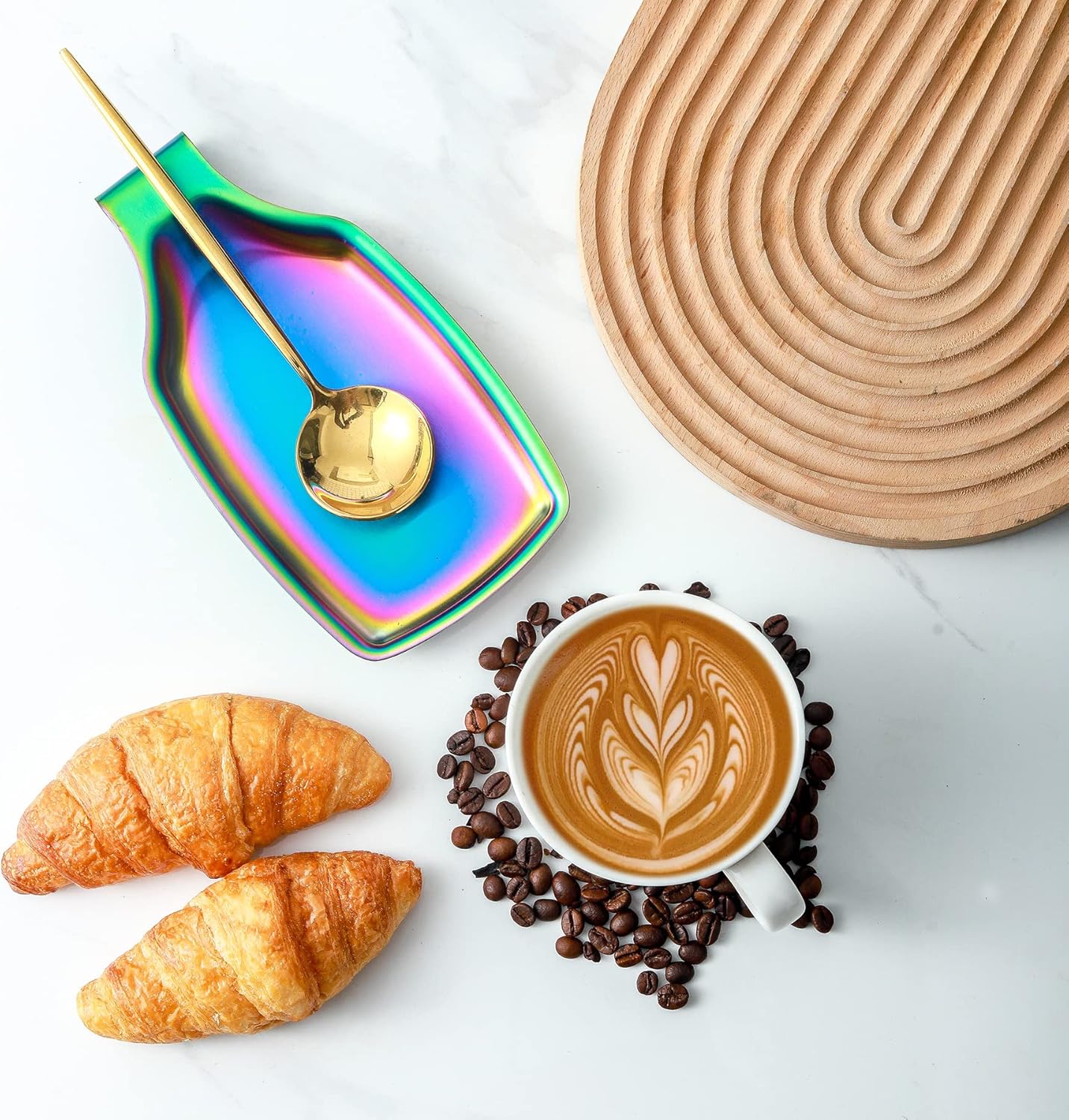 Rainbow Spoon Rest for Stove up, Stainless Steel Spoon Holder For Kitchen Counter, Large Spoon Rest, Spatula Spoon Ladle Utensil Holder, Dishwasher Safe, Rainbow Kitchen Accessories