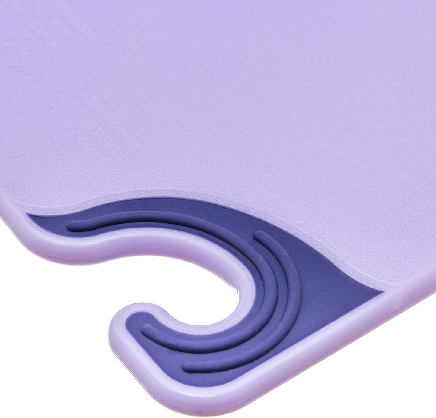 San Jamar Saf-T-Grip Plastic Cutting Board with Safety Hook, 12" x 18" x 0.5", Purple