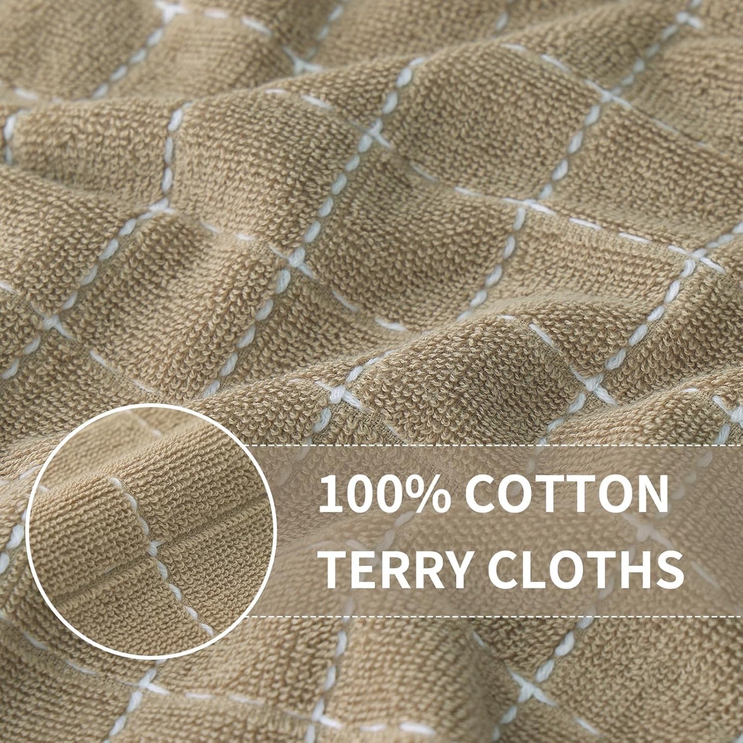 Homaxy 100% Cotton Terry Kitchen Dish Cloths, Ultra Soft and Absorbent Dish Towels for Kitchen, Perfect for Drying and Washing Dishes, 6 Pack, 12 x 12 Inches, Tan