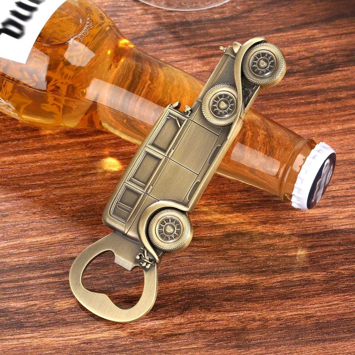 LKKCHER Car Bottle Opener, Classic Car Gifts for Men Him, Birthday Fathers Day Christmas Gifts for Men Dad Grandpa, Vintage Beer Accessories, Bronze with Gift Bag