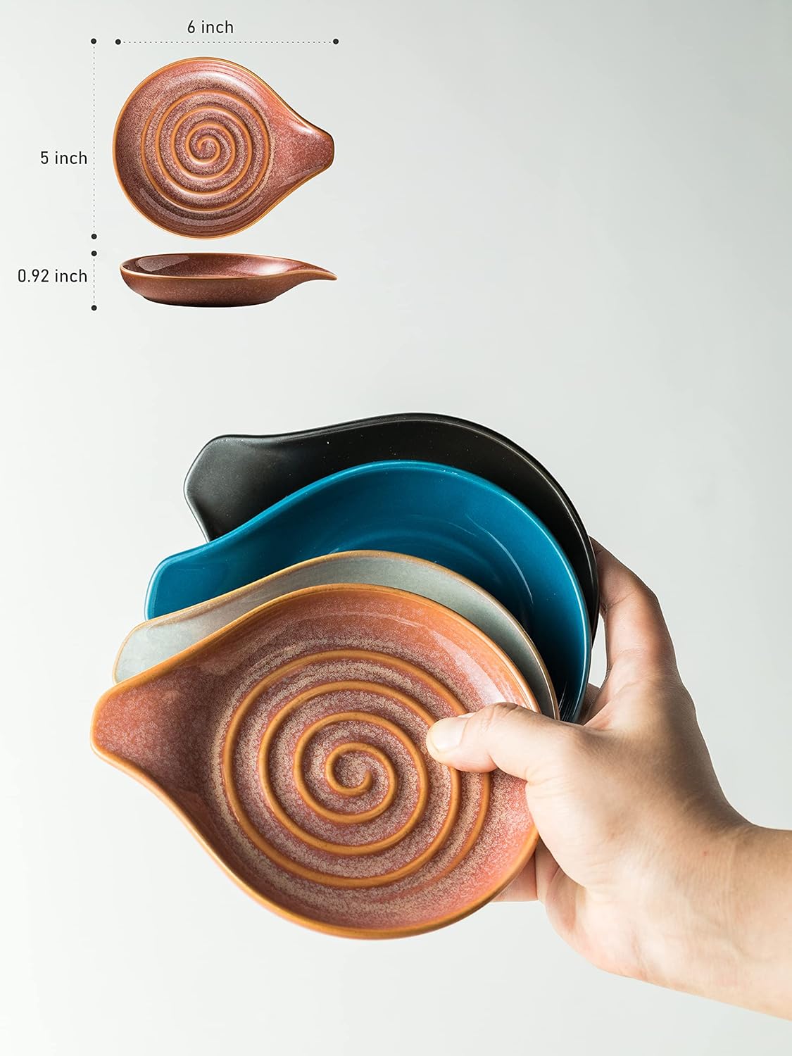 Spoon Rest, Ceramic Cooking Spoon Holder for Kitchen Counter, Large Utensil Rest for Spoons, Ladles, Tongs, Spatula, 5 Inches (Reactive Red Glazed)