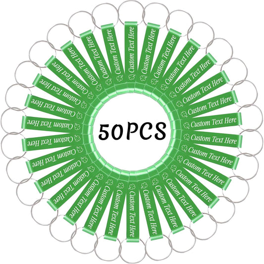 50PCS Personalized Bottle Opener Keychain Bulk Custom Beer Bottle Opener with Logo Text Engraved Wedding Bottle Opener Favors Customized Gifts for Guests Baby Shower Birthday Party-Green