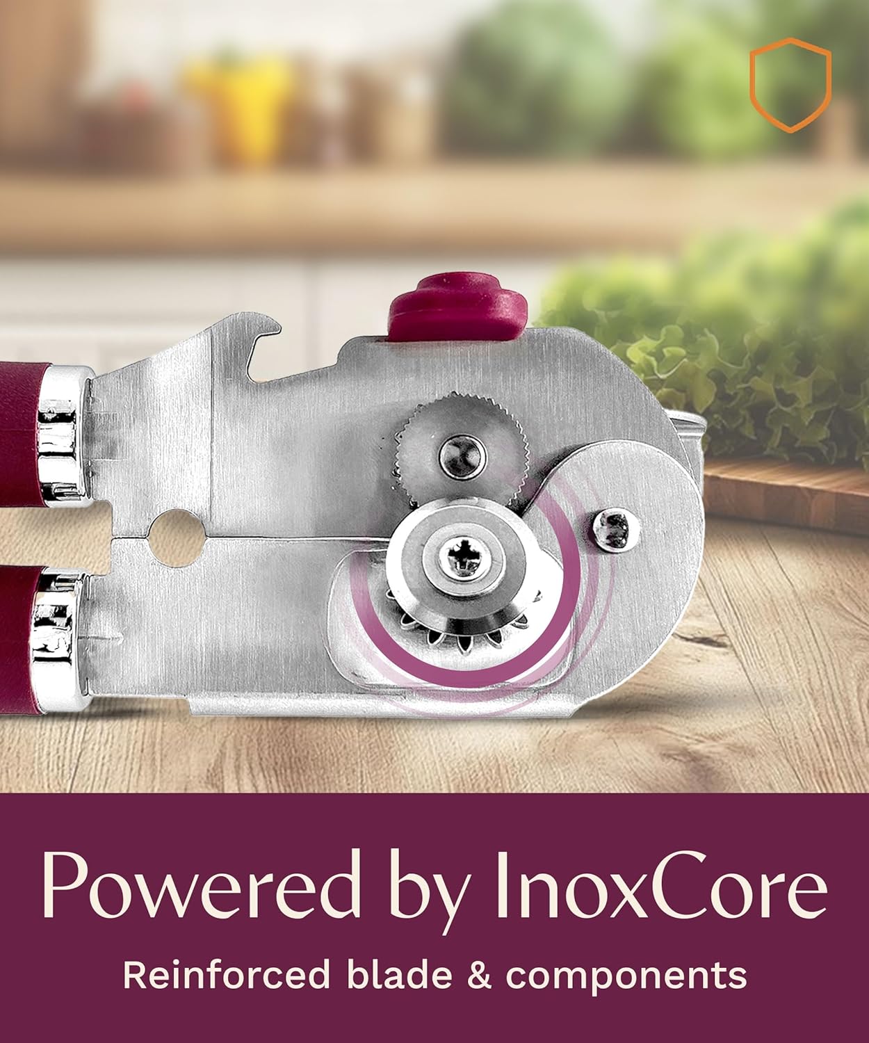 Premium Multifunctional Magnetic Manual Can Opener and Bottle Opener, Heavy Duty Stainless Steel Sharp Cutting Blade and Oversized Easy Turn Knob, Soft-Touch Handle, Kitchen Use, Mauve