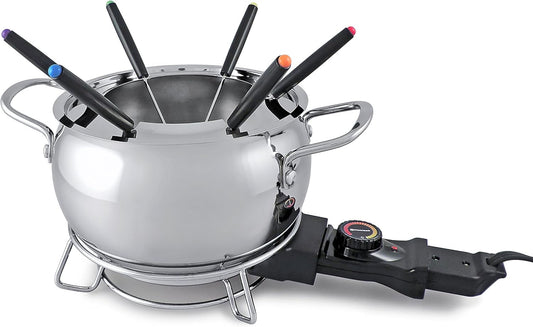 Swissmar Mont Brule 9 Pieces Electric Fondue Set - Perfect Cheese & Chocolate Melting Pot for Dipping - Versatile Fondue Maker & Ideal Gift for Entertaining, Weddings, or Housewarming - 2.1Q / 2L