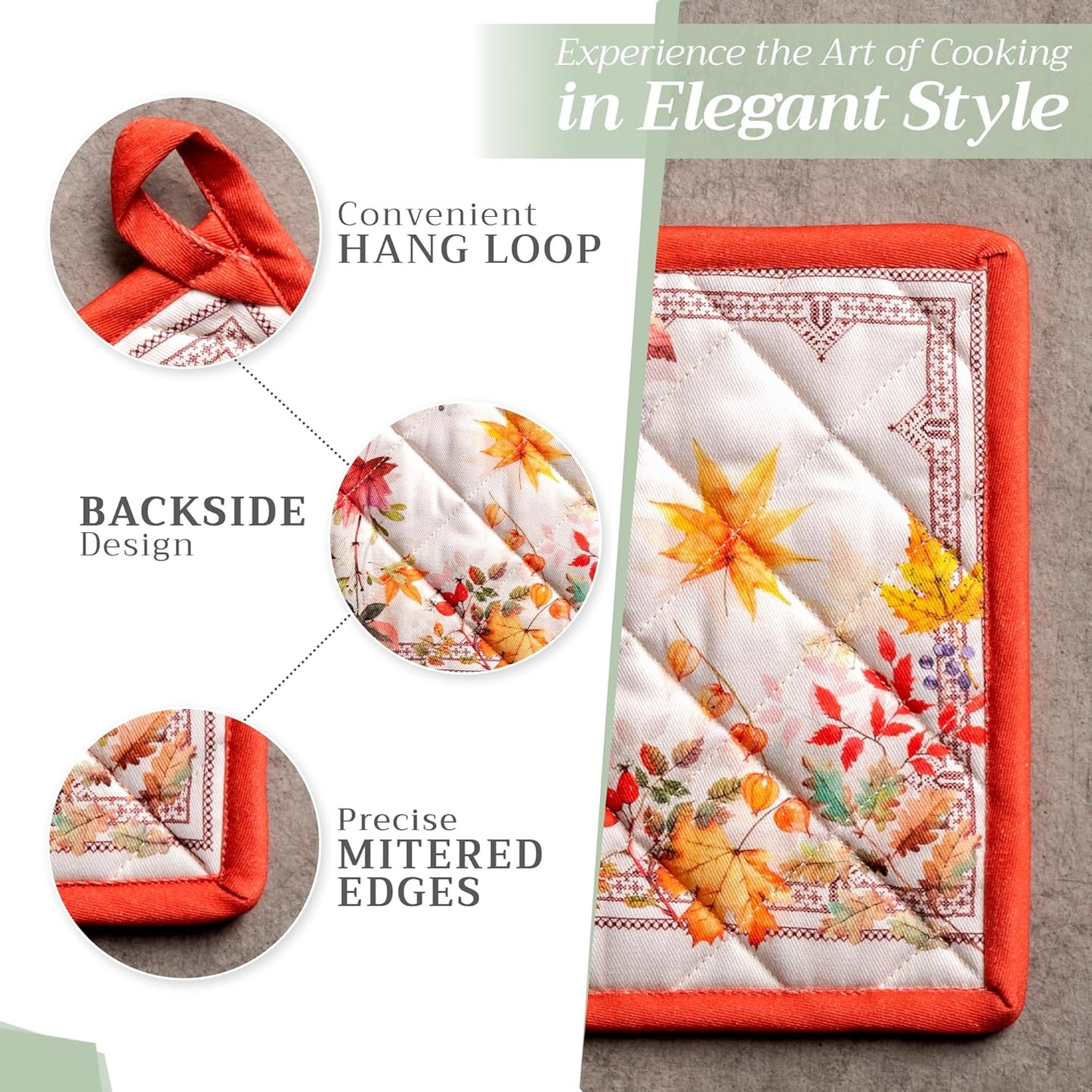 Maison d' Hermine Pot Holders Set 100% Cotton Heat Resistant Potholders 8" x 8" Hot Pads with Loop BBQ, Cooking, Baking, Grilling, Kitchen, Handling Hot Pans (Pack of 2, Amarante)