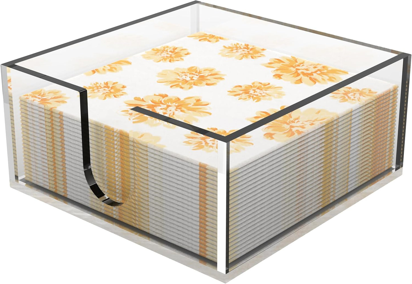 Rubtlamp 1Pcs Acrylic Cocktail Napkin Holder - 0.2Inch Thickness Bathroom Napkins Holder - Square Tissue Dispenser - Luncheon Napkins Holder for Table and Kitchen (Clear, 5.5”X5.5”X2.5”)