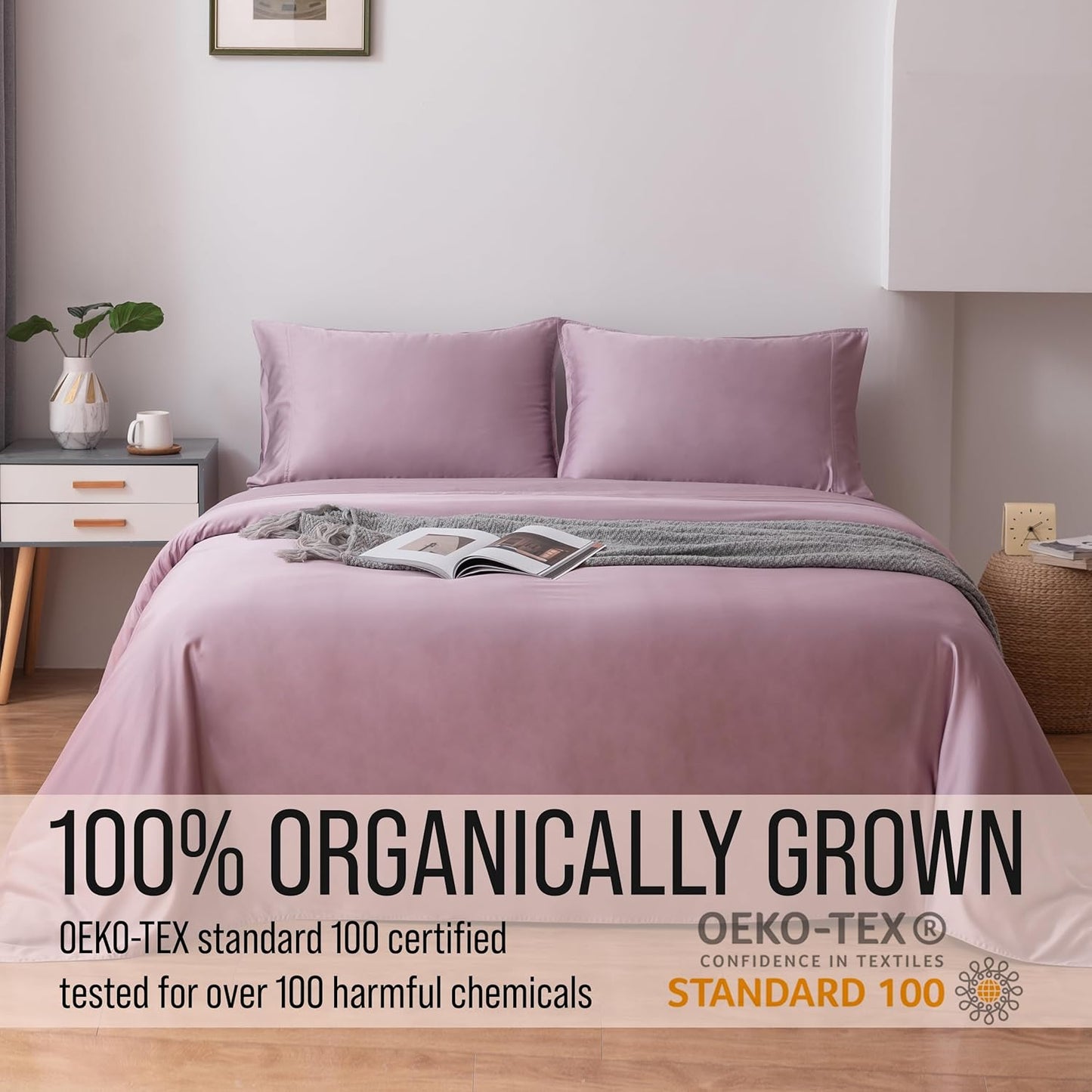 Bella Coterie Luxury Bamboo Viscose Queen Size Sheet Set | 100% Organically Grown | Ultra Soft | Cooling for Hot Sleepers | 18" Deep Pocket [Lilac]