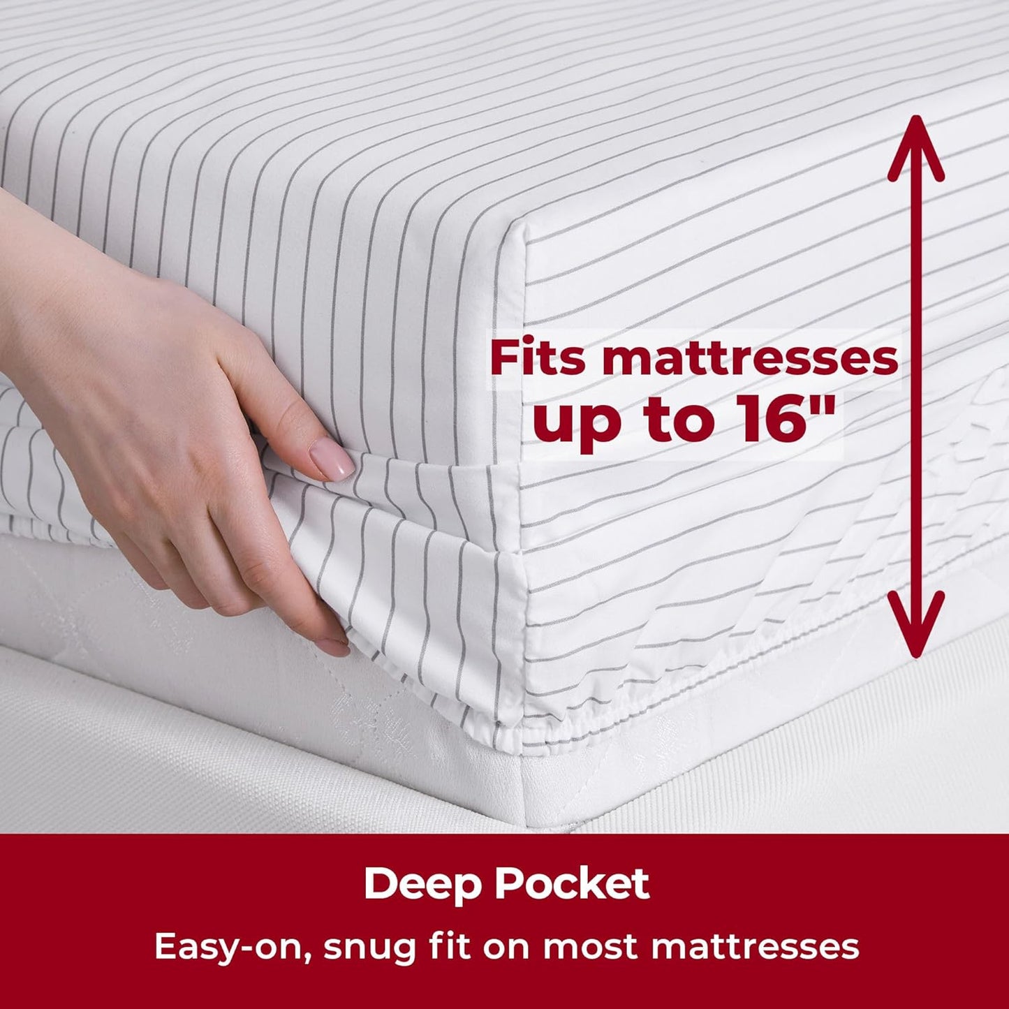 Mellanni Twin Sheets Set - 3 PC Iconic Collection Bedding - Hotel Luxury, Extra Soft, Cooling Bed Sheets - Wrinkle, Fade, Stain Resistant (Twin, Pin Stripe Gray)