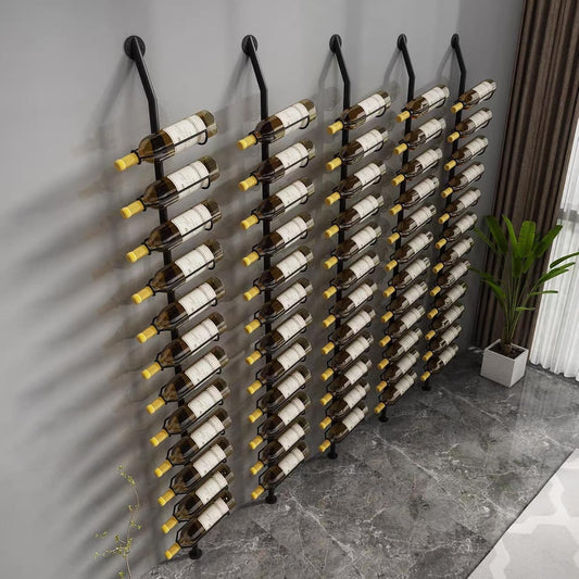 Wine Rack Wall Mounted, 72.8in High Metal Wine Bottle Holder for 12 Bottles, Kitchen Organization and Wine Storage for Commercial Restaurants Pantry Bar Wine Cellar (Black, One row-12 Bottles)