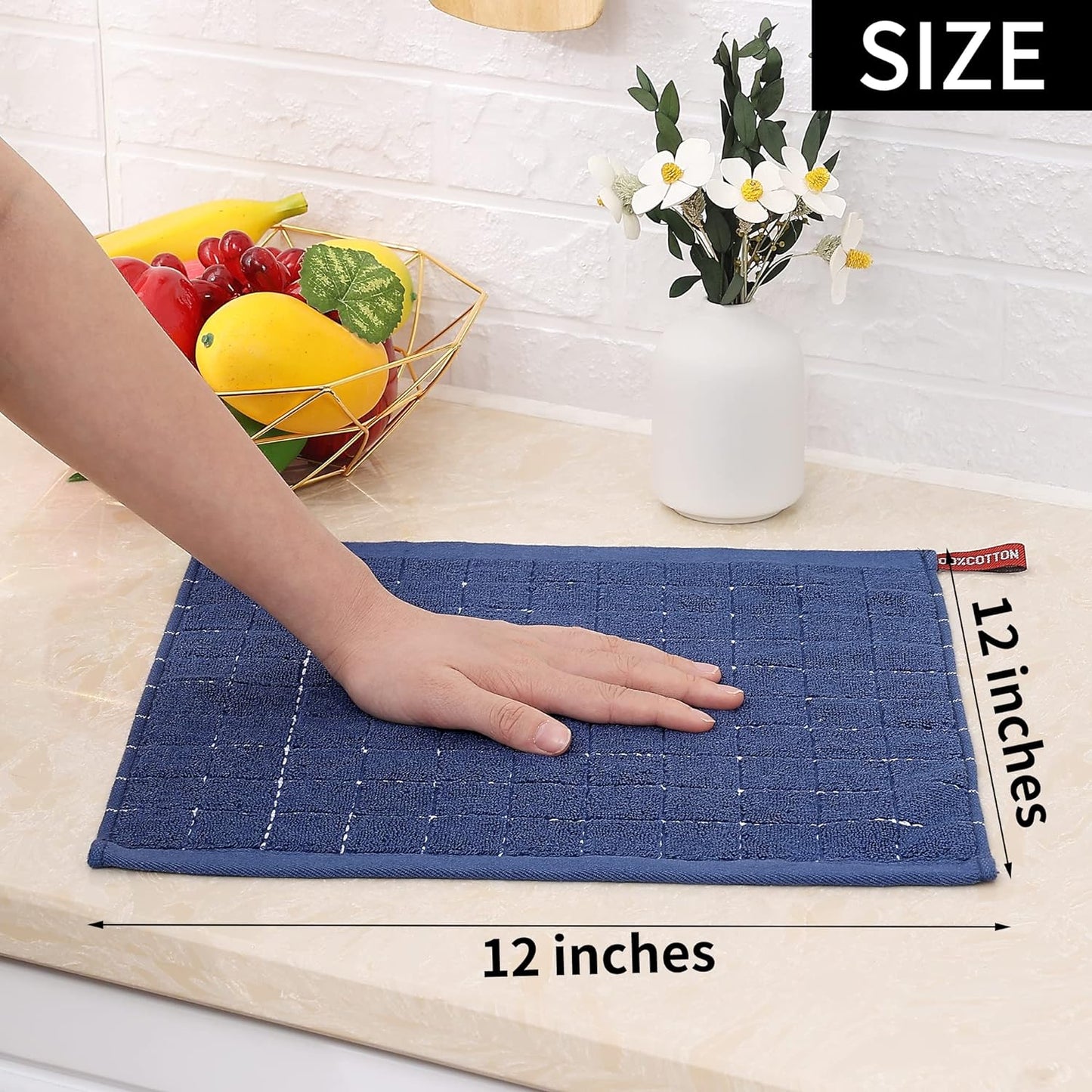 Homaxy 100% Cotton Terry Kitchen Dish Cloths, Ultra Soft and Absorbent Dish Towels for Kitchen, Suitable for Drying and Washing Dishes, 6 Pack, 12 x 12 Inches, Multiple Colour