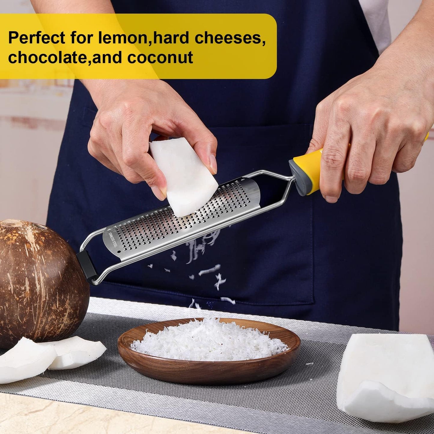 Classic Zester and Grater - Professional Kitchen Lemon Zester for Lime, Cheese, Garlic, Ginger, Chocolate, Vegetables, Fruits, Dishwasher Safe (Wide)