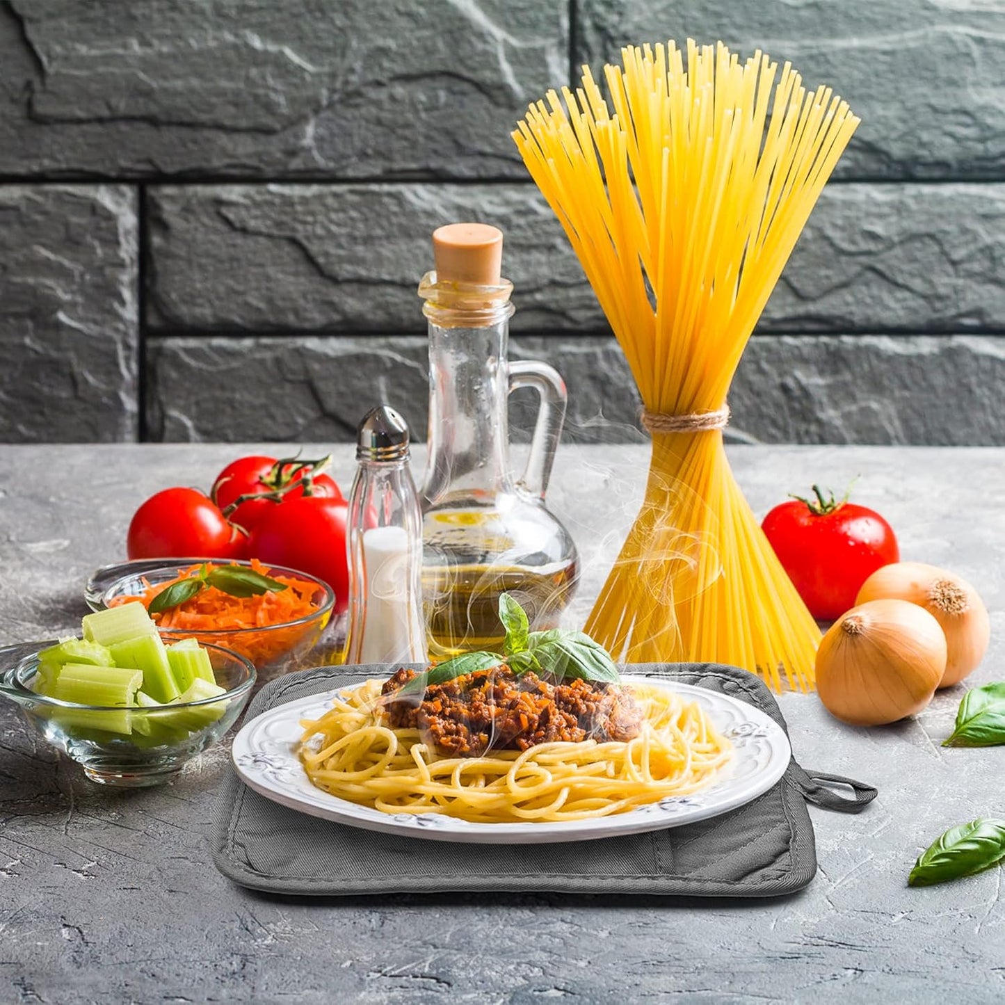 GROBRO7 5Pack Pot Holders for Kitchen Heat Resistant Cotton Potholder Multipurpose Hot Pad Machine Washable Oven Mitts with Pocket Potholders for Baking and Cooking 8.9 x 6.9 in Gray Black