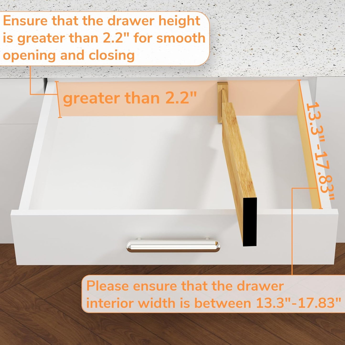 BAMEOS Drawer Divider,Expandable Bamboo Separators Adjustable Utensil Knife Fork Tool Kitchen Organizer, Clothes Fabric Drawer Organizer In Bathroom Bedroom Office, Cabinet Dresser Organizer 4-pack