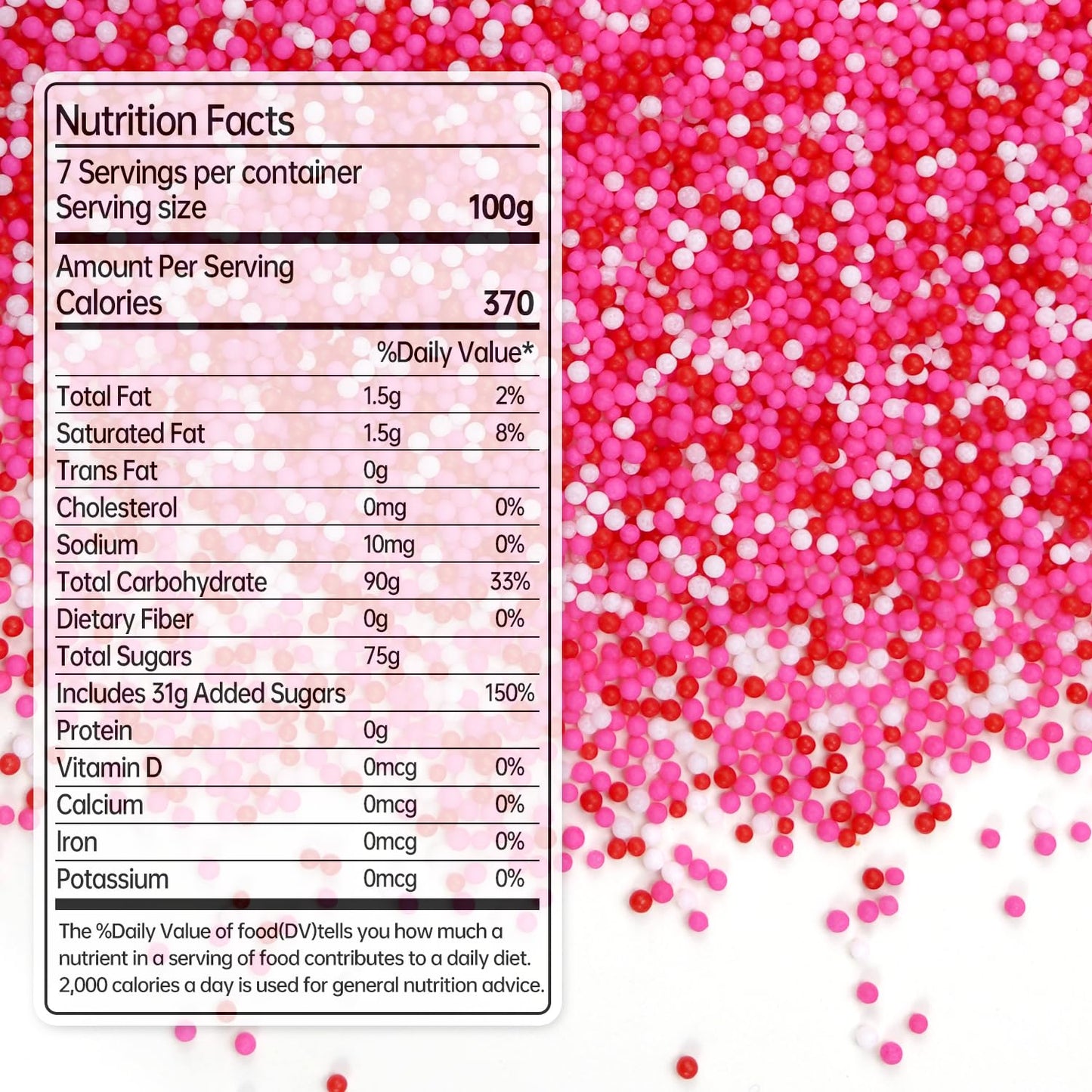 Pink Nonpareils Sprinkles, Edible Sprinkles For Cake Decorating, Pink Red and White Candy, 150g/5.29oz, Cupcake Topper, Cake Decoration, Mother's Day, Valentine's Day, Wedding Party Supplies