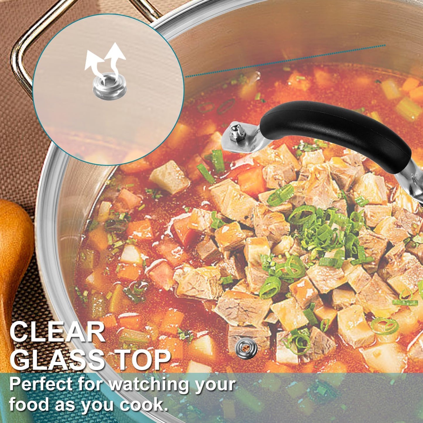 12 Inch Pan Lid - Glass Lid with Stainless Steel Handle for Frying Pan and Pots (12" Lid)