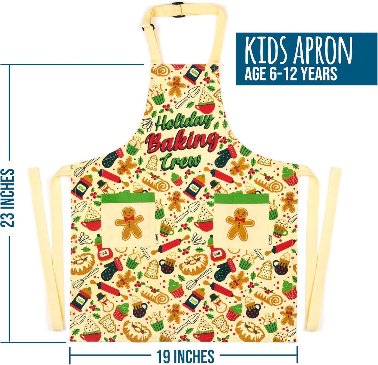 Lavley Christmas Baking Aprons - Funny kitchen gift for men, women and kids - 100% cotton adjustable apron for holiday bakers