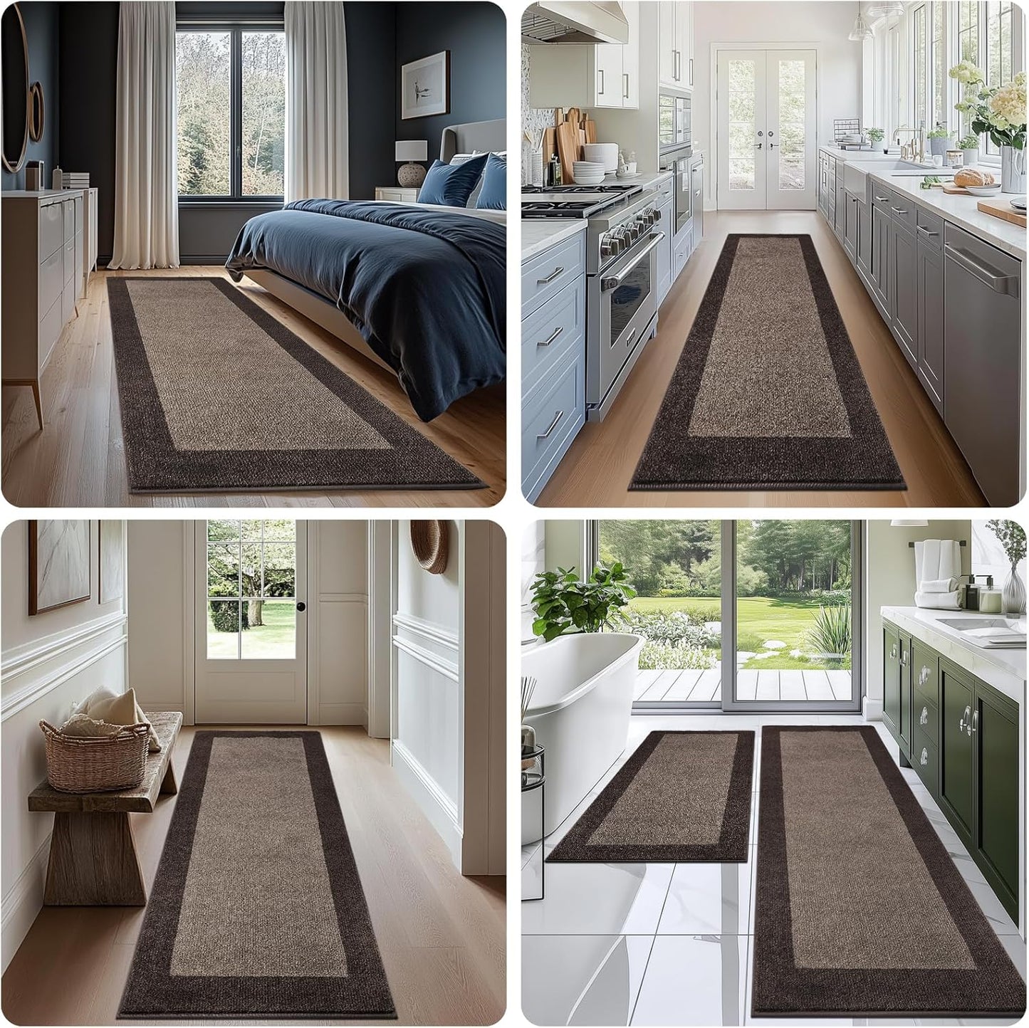 Machine Washable Kitchen Rug 32" x 72", Non Slip Indoor Door Rug, Absorbent Entrance Runner Rug for Bedroom, Hallway, Bathroom, Floor (Roll Packing)