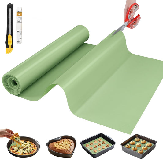 Silicone Baking Mat, 24 IN x 6 FT Free Cutting Baking Sheet,Non-Stick Reusable Dough & Pastry Mat,Non-Slip Silicone Mat Roll for Air Fryer Liner,Freeze Dryer,Oven Baking Pan,Kitchen Counter