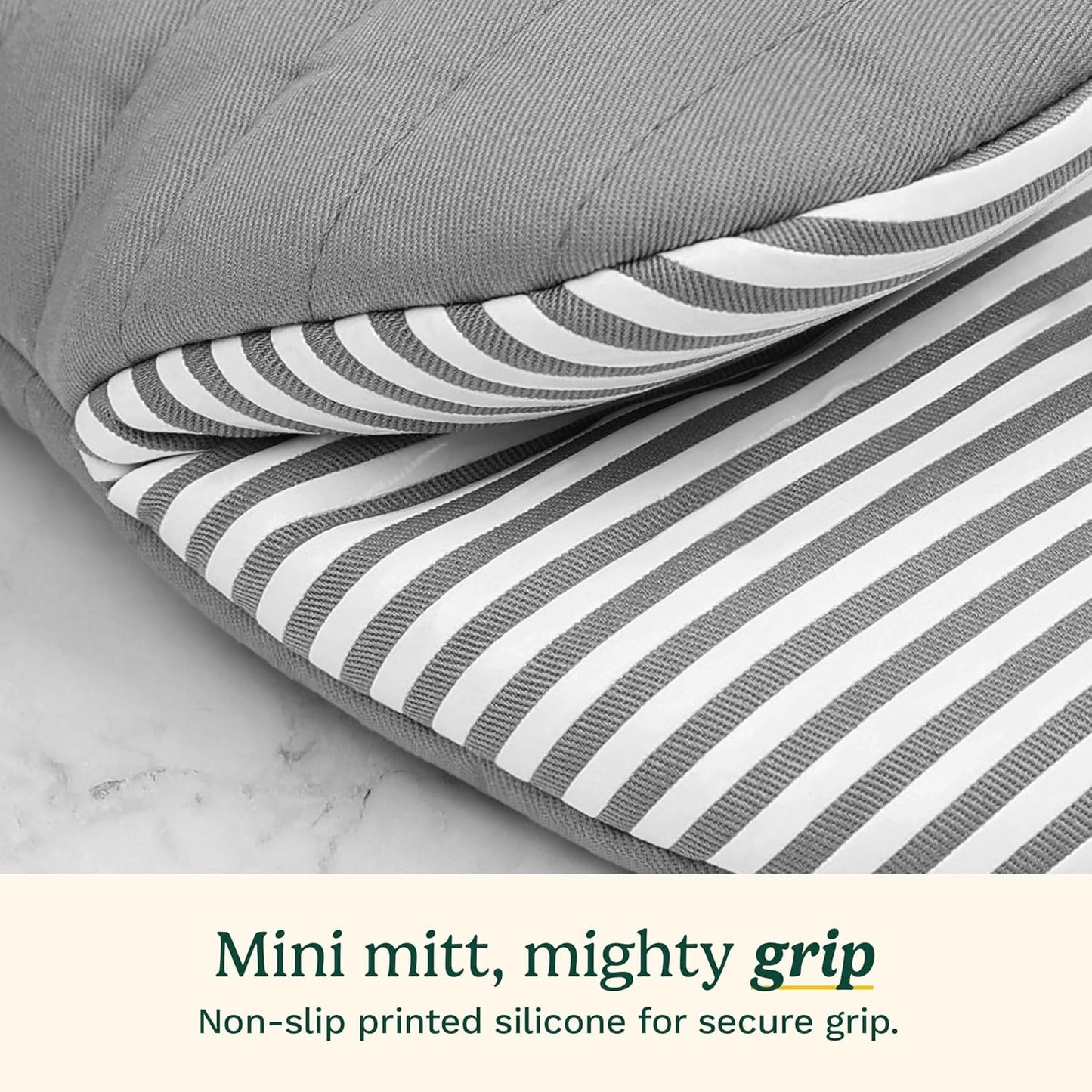 Cuisinart Mini Oven Mitts – 5.5” x 8” Heat-Resistant Kitchen Mitts for Oven with Non-Slip Printed Silicone, Cotton Filling, and Faux Leather Loop – Durable Oven Mitt Set for Cooking & Baking (Horizon)