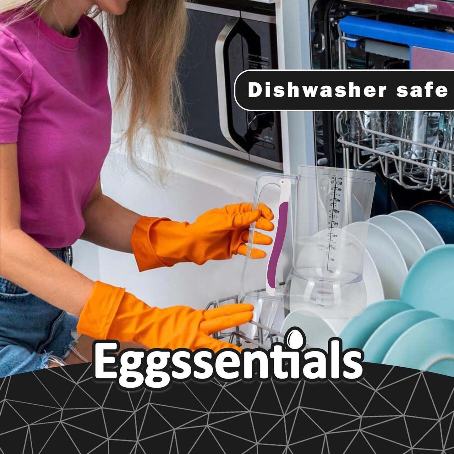 Eggssentials – Batter Dispenser Mess-Free, Squeeze Handle, Cupcakes, Waffles & More – Durable, Easy-Pour Pancake Dispenser Bottle for Smooth Baking