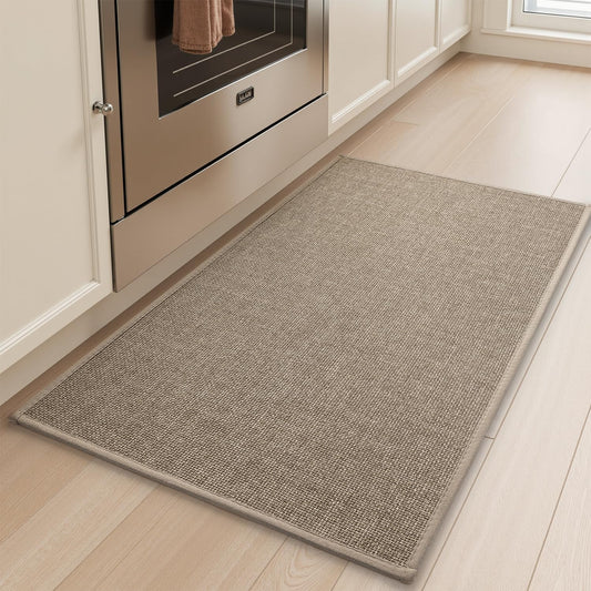 tchdio Kitchen Mats for Floor, Rubber Backed Kitchen Rugs Non Slip Washable, Superior Absorbent Kitchen Runner Rug Easy to Clean, Comfort Kitchen Floor Mat Front of Sink (Tan, 20" × 32")
