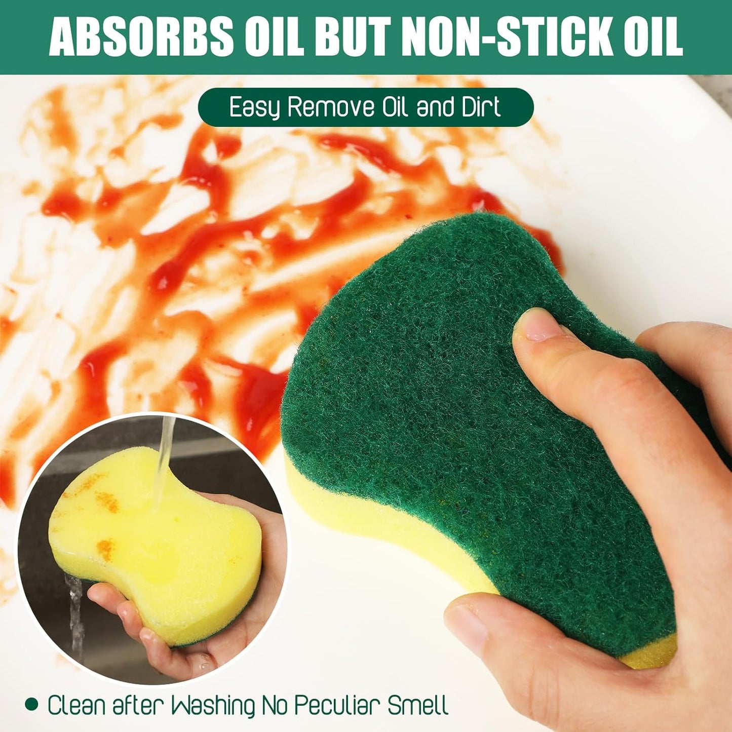 Tanlade 60 Pcs Individually Wrapped Sponges Kitchen Bulk Non Scratch Scouring Sponges for Dishes Household Cleaning Travel Apartments Hotel Car