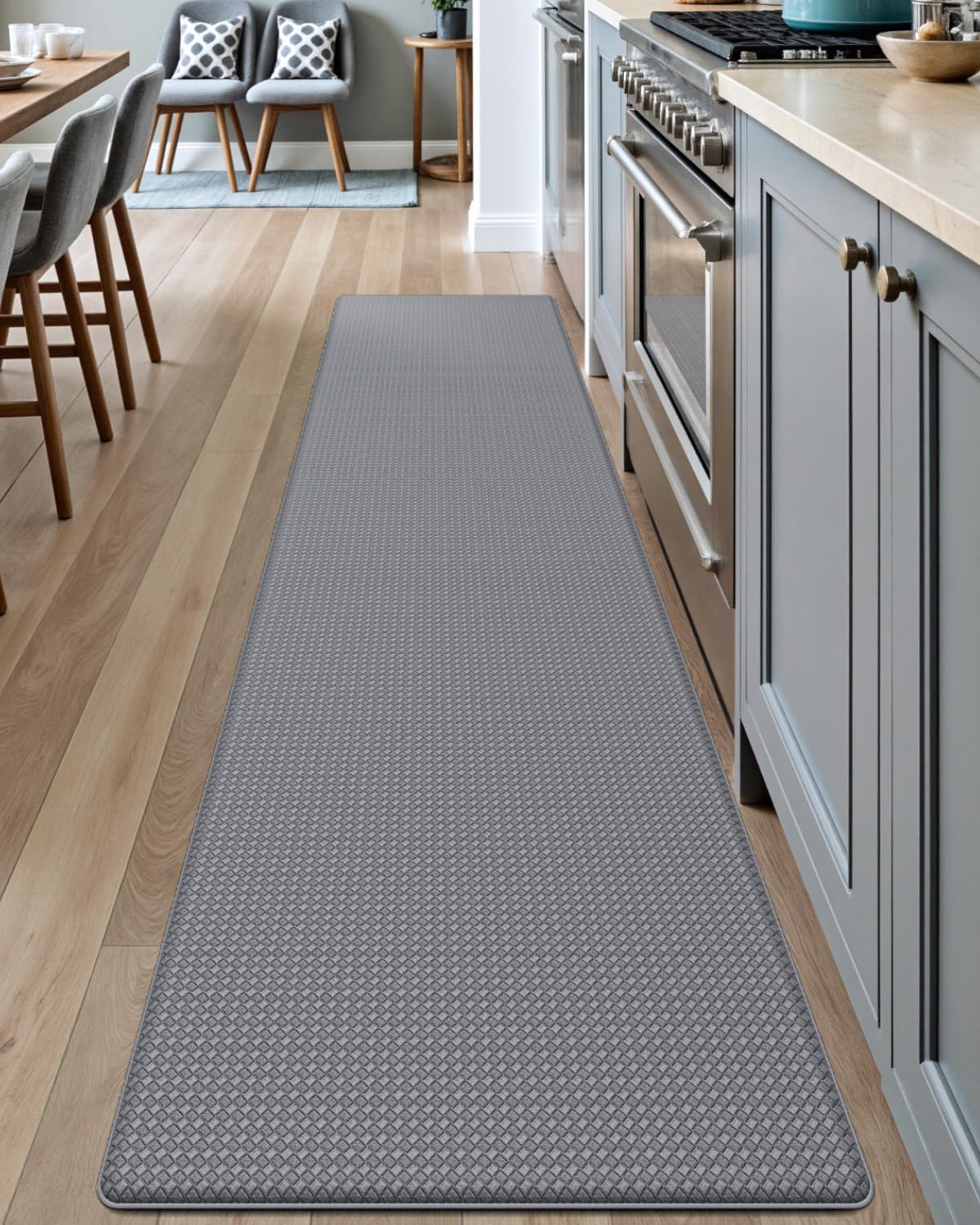 DEXI Kitchen Floor Mats Cushioned Anti Fatigue, 17x95, Long Standing Runner Rug Waterproof, Comfort Memory Foam Padded for Front Sink Laundry, Grey