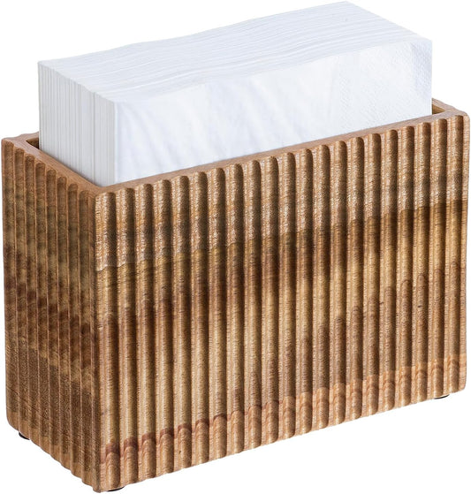 MyGift Fluted Premium Solid Acacia Wood Napkin Holder Rack Stand - Elegant Kitchen Table Organizer for Paper Napkins - Durable, Stylish, and Modern Design
