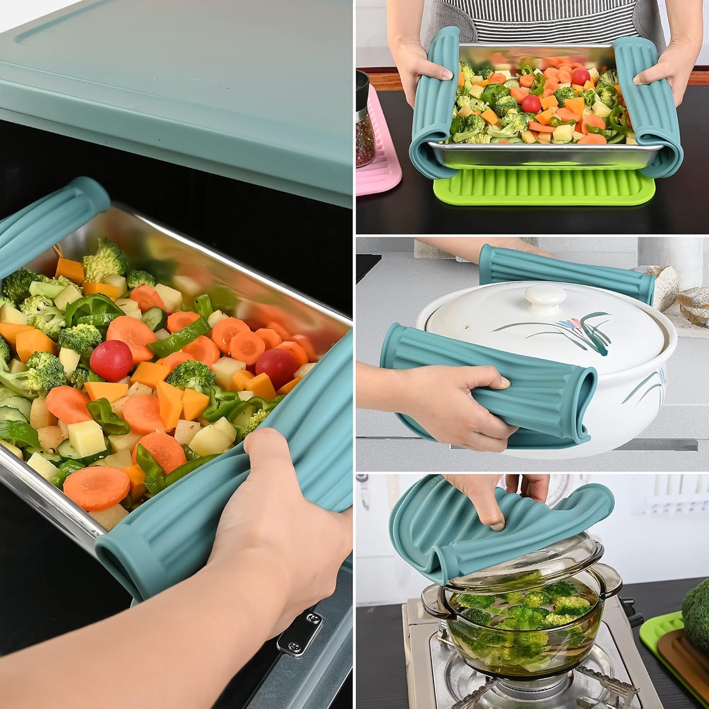 Smithcraft Silicone Trivets Mats for Hot Dishes and Hot Pots, Hot Pads for Countertops, Tables, Pot Holders, Spoon Rest Small Drying Mats Set of 2 Color Black