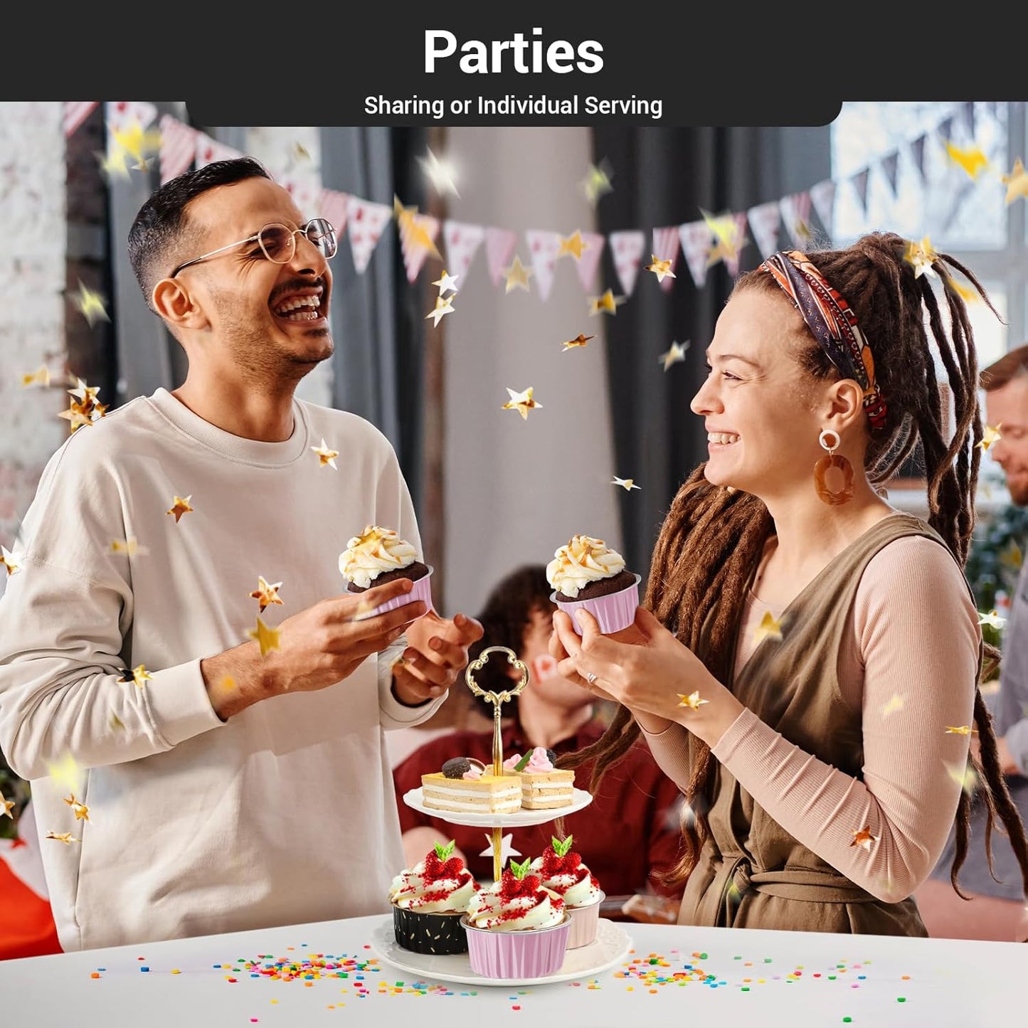 EUSOAR Baking Cups with Lids, Pink 60Packs 5oz Disposable Aluminum Foil Mini Muffin Liners, Dessert Cheesecake Pan Creme Brulee Cupcake Ramekins Containers for Catering Gathering Club Wedding Party