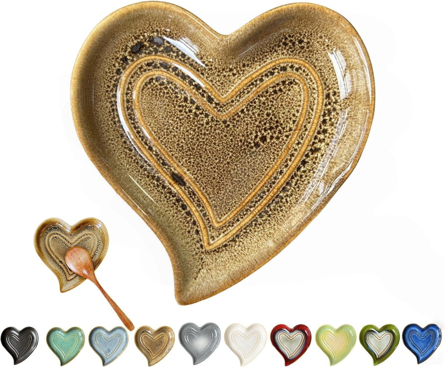 Ceramic Spoon Rest for Stove Top, Heart Cute Spoon Rest for Kitchen Counter, Cooking Spoon Holder for Kitchen Counter, Utensil Rest Spatula Rest Ladle Holder Tong Rest (Retro Leopard Print)