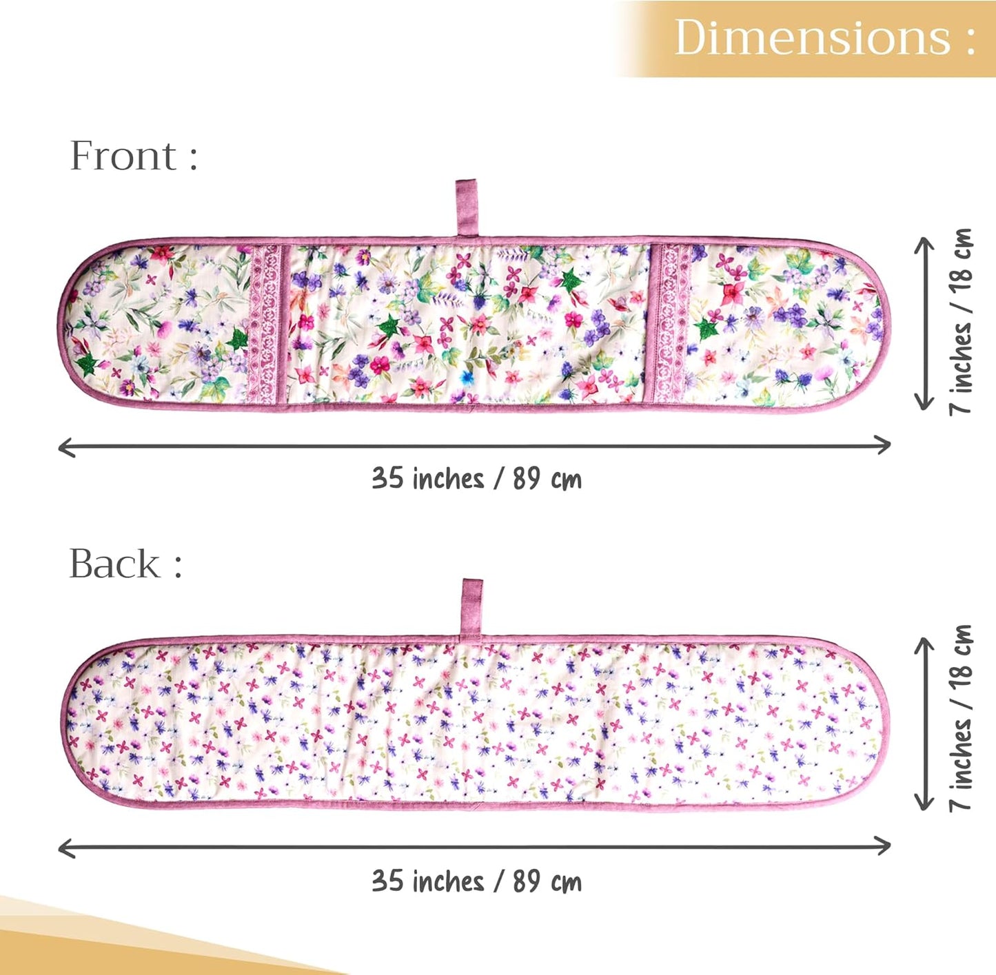 Maison d' Hermine Double Oven Mitts 100% Cotton 7"x35" Double Oven Mitt Heat Resistant BBQ Cooking Gloves with Loop, Baking, Grilling, Home, Kitchen, Handling Hot Pans Spring Summer (Chardon)