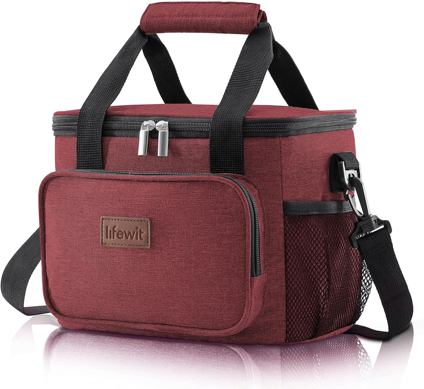 Lifewit Medium Lunch Bag Insulated Lunch Box Soft Cooler Cooling Tote for Adult Men Women, Burgundy 12-Can (9L)