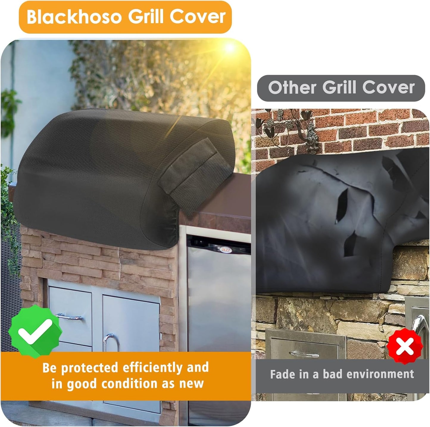 Built-in Grill Cover for Blaze 40 Inch 5-Burner Gas Grill, Heavy Duty Wateproof Island BBQ GrillTop Cover, Outdoor Kitchen Grill Head Cover