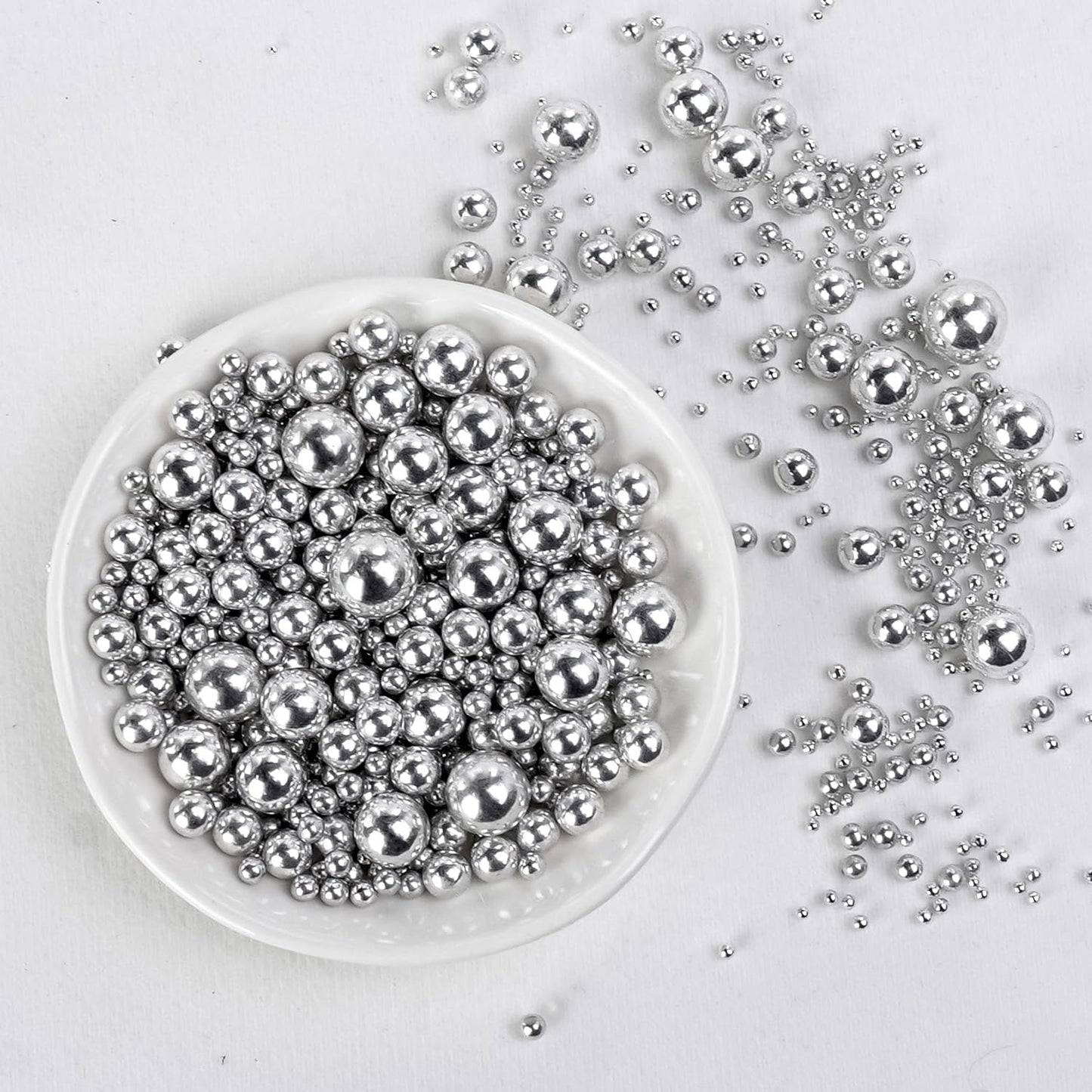 Dazzjoy Silver Pearl Sugar Candy Sprinkles, Edible Pearl Mix Size, 4.58oz, Cake Decoration & Cake Toppers, Baking Cake Decorations, Wedding Party Valentines Easter Supplies