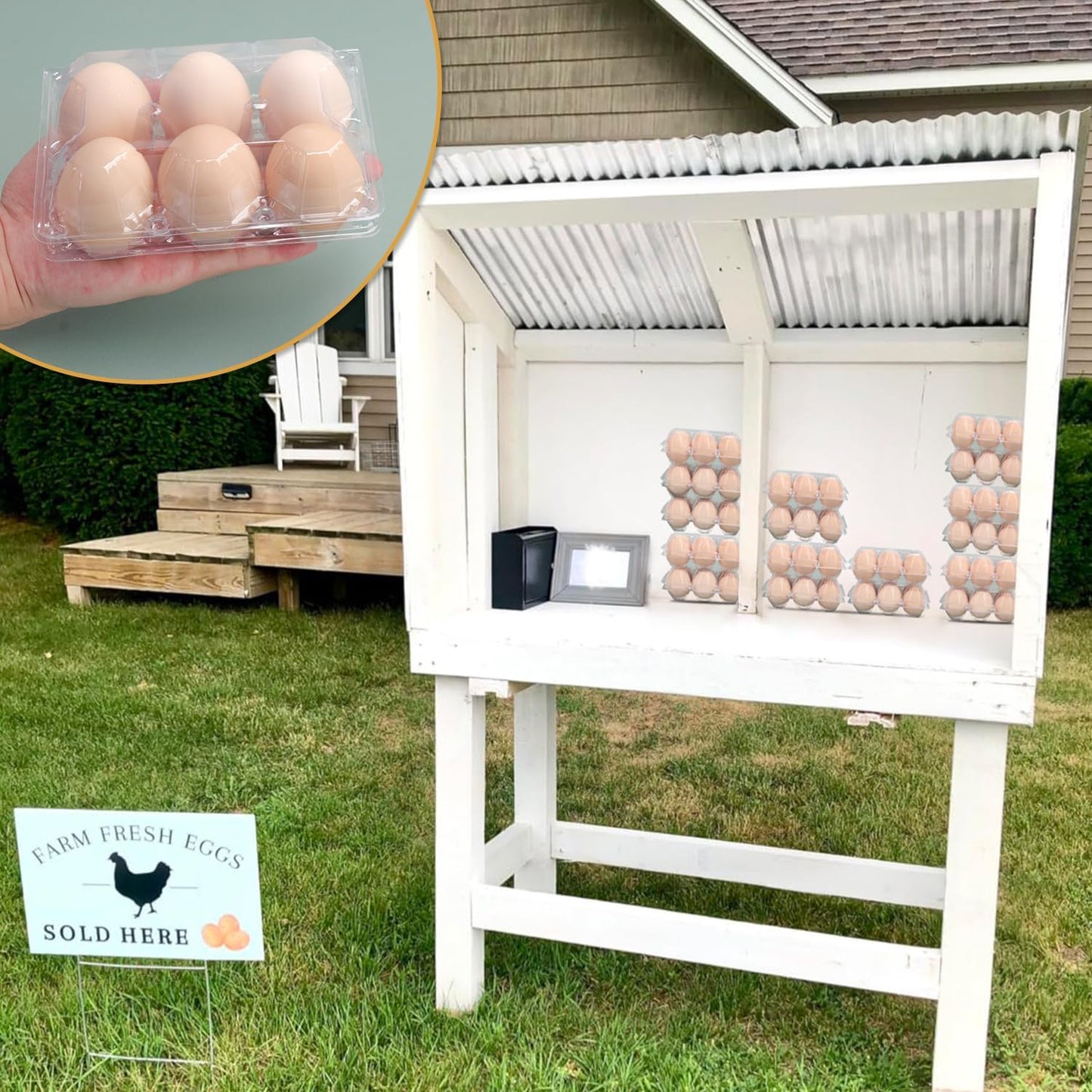 150 Pack Half Dozen Egg Cartons Bulk, 2x3 Clear Plastic Chicken Egg Holders, Egg Tray Carton Holder for Home & Kitchen, Farm & Market Use, Egg Storage Solution, 6 Grids(Medium Size)