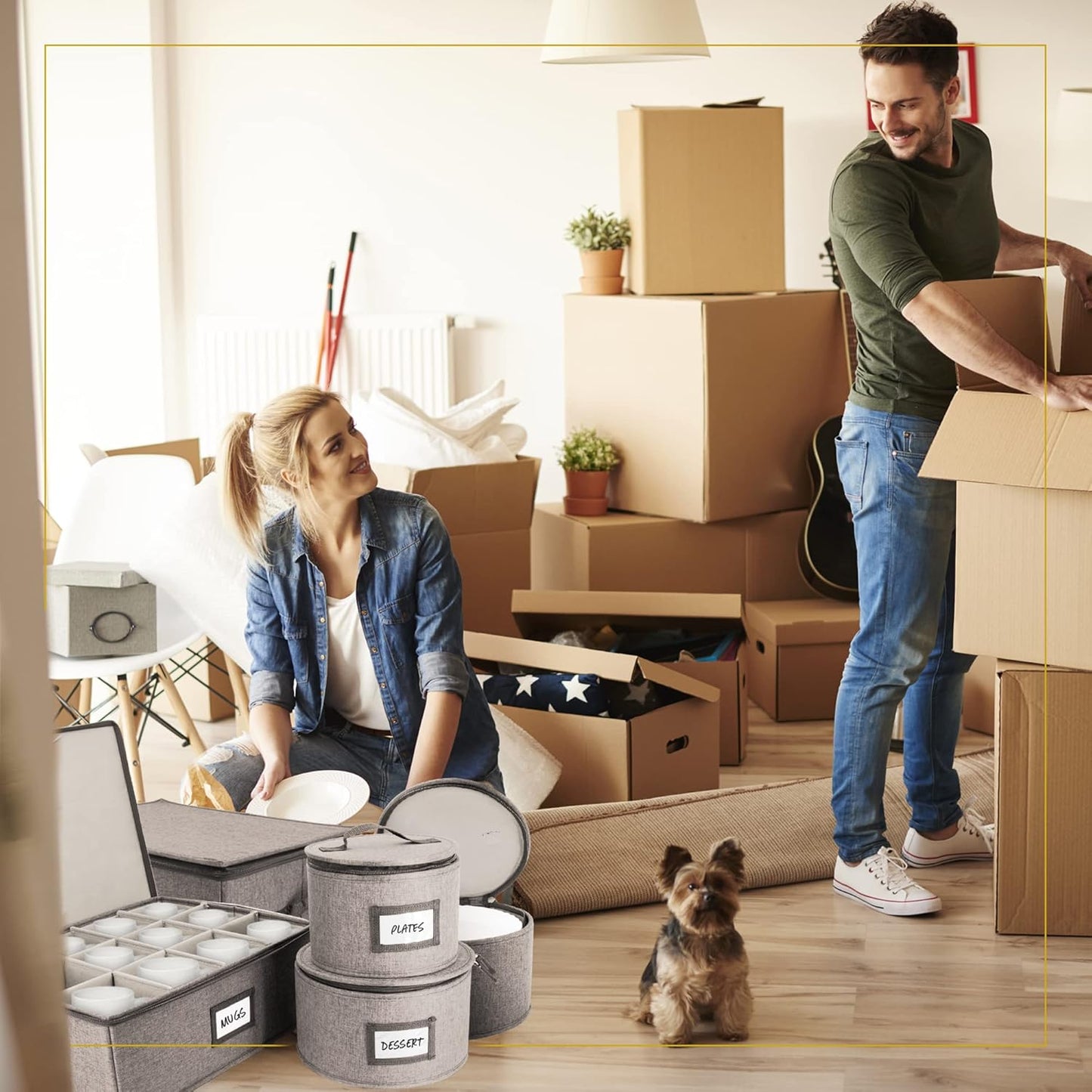 Homelux Theory Silverware Organizer with Lid, Hard Shell China Storage Containers for Flatware Storage, Heavy Duty Silverware Storage Box for Packing Serving Utensils with 5 Dividers and Thick Surface