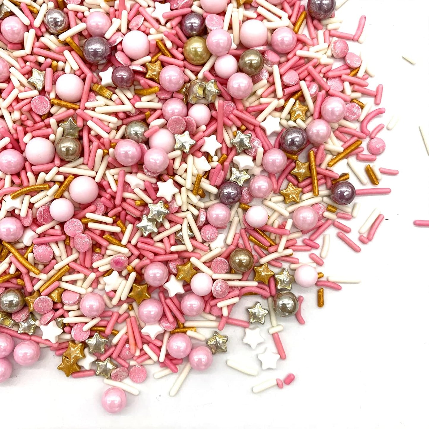 Rose and Gold Sprinkles Sugar Sprinkle Mix Pink Sprinkles Cake Decorations Cupcake Toppers Cookie Decorating Ice Cream Celebrations Shaker Jar Wedding Shower Party（120g/4.2oz）